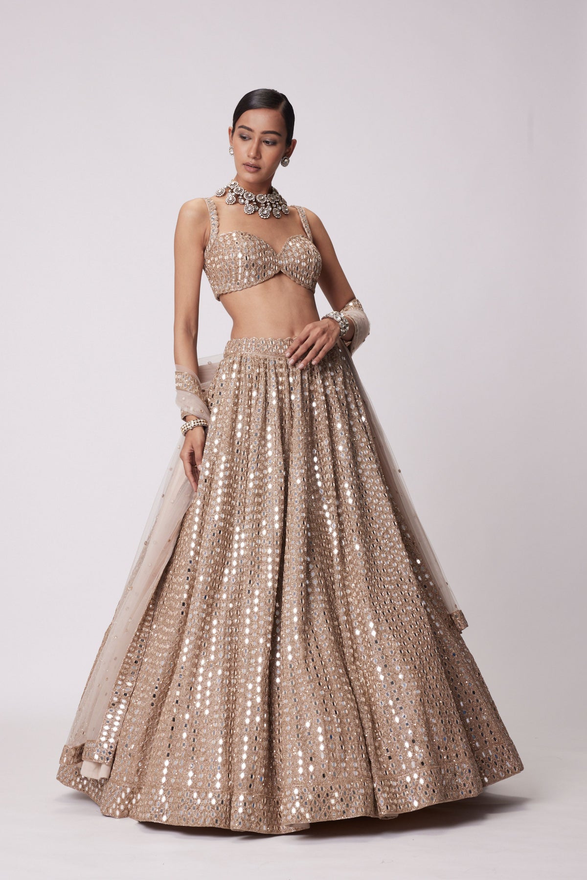 Light Beige Lehenga Set