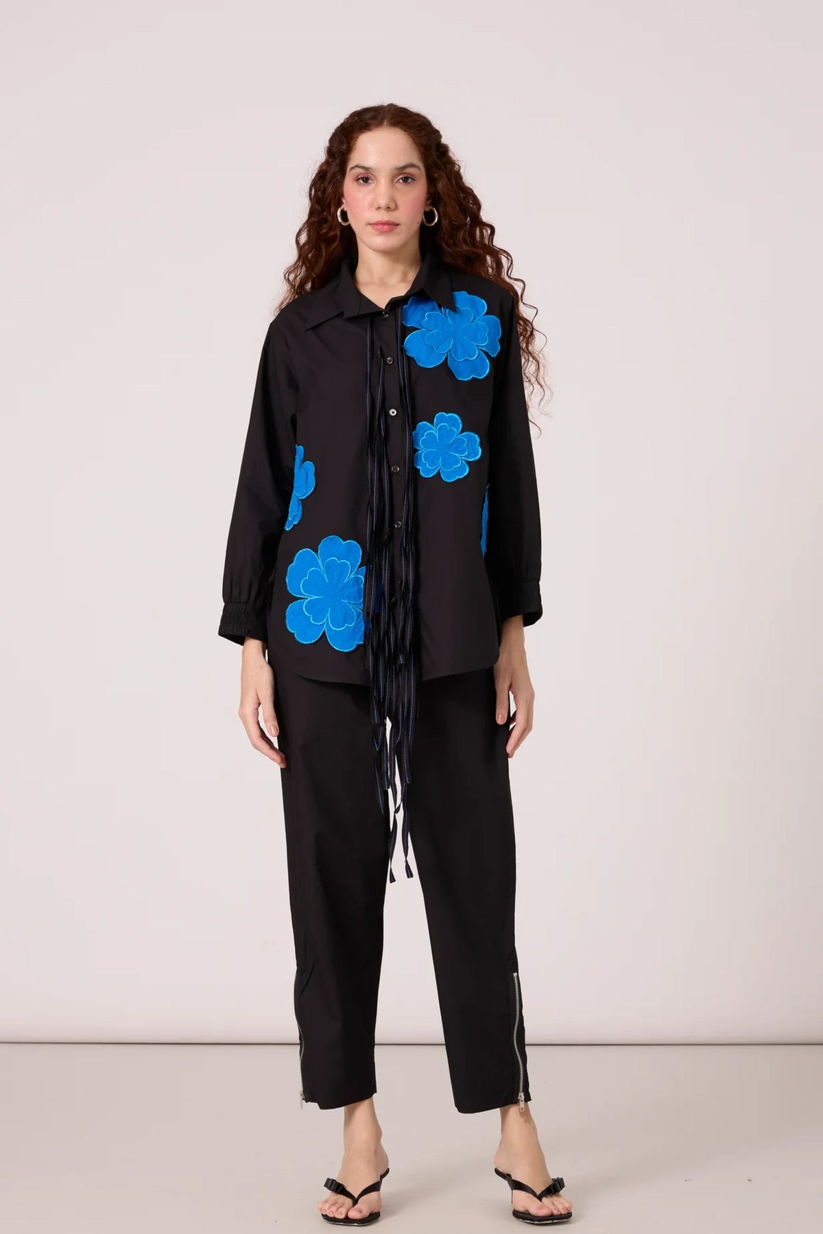 Sasha Applique Black Shirt