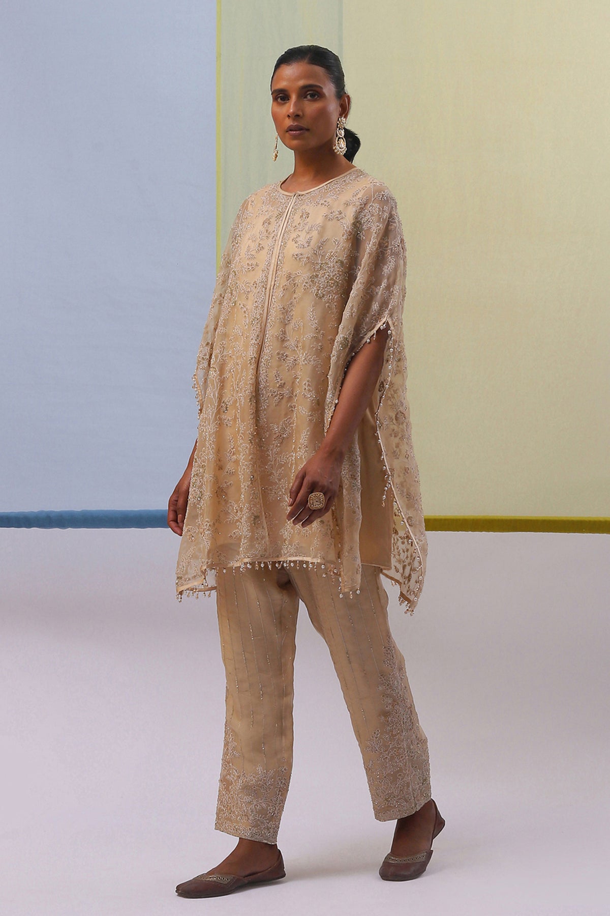 Beige Reeha Cape Set