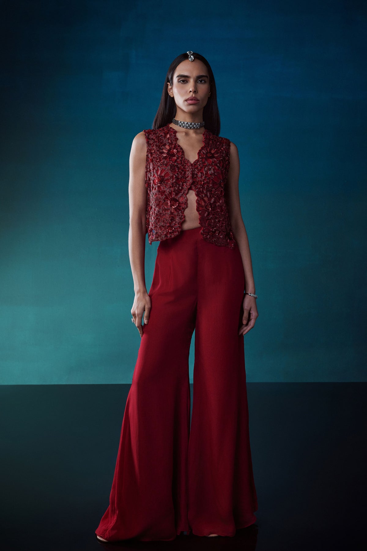 Red Short Jacket Set