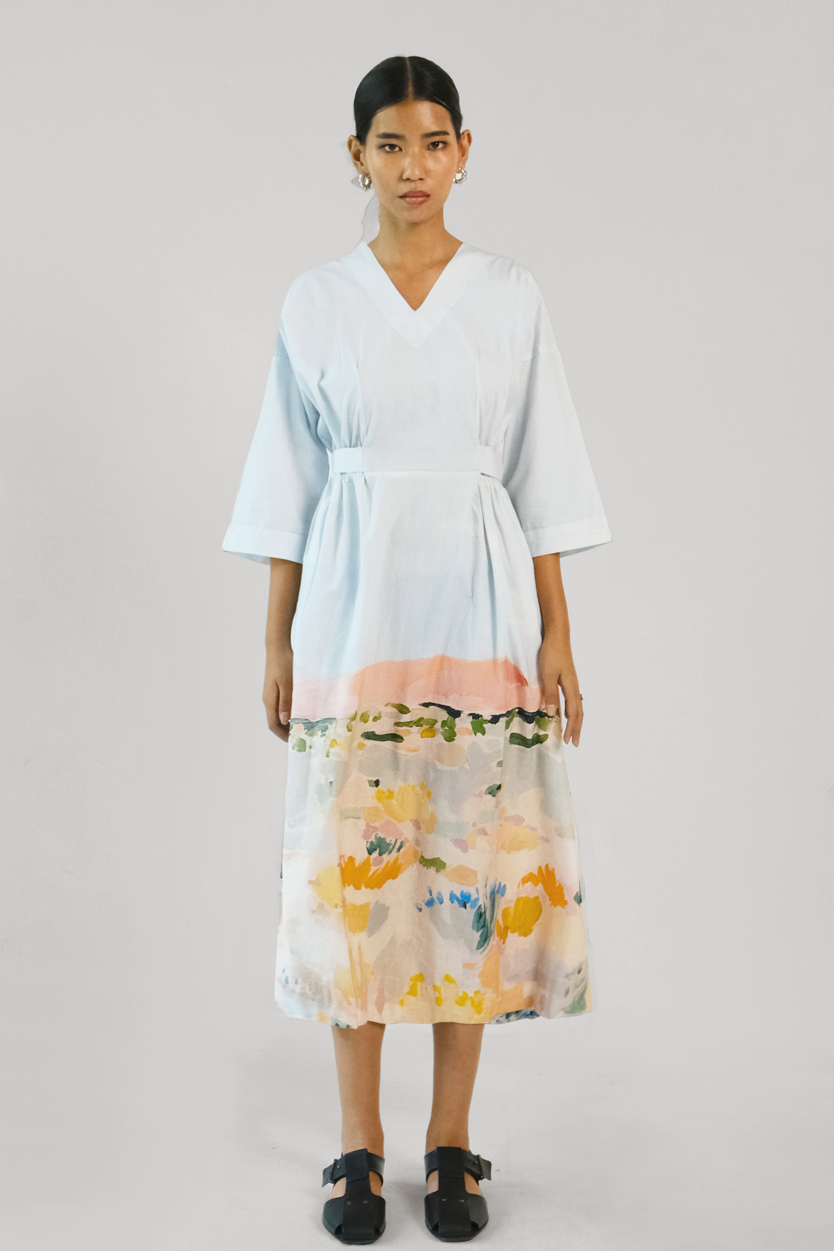Abstract Print Belt Dress