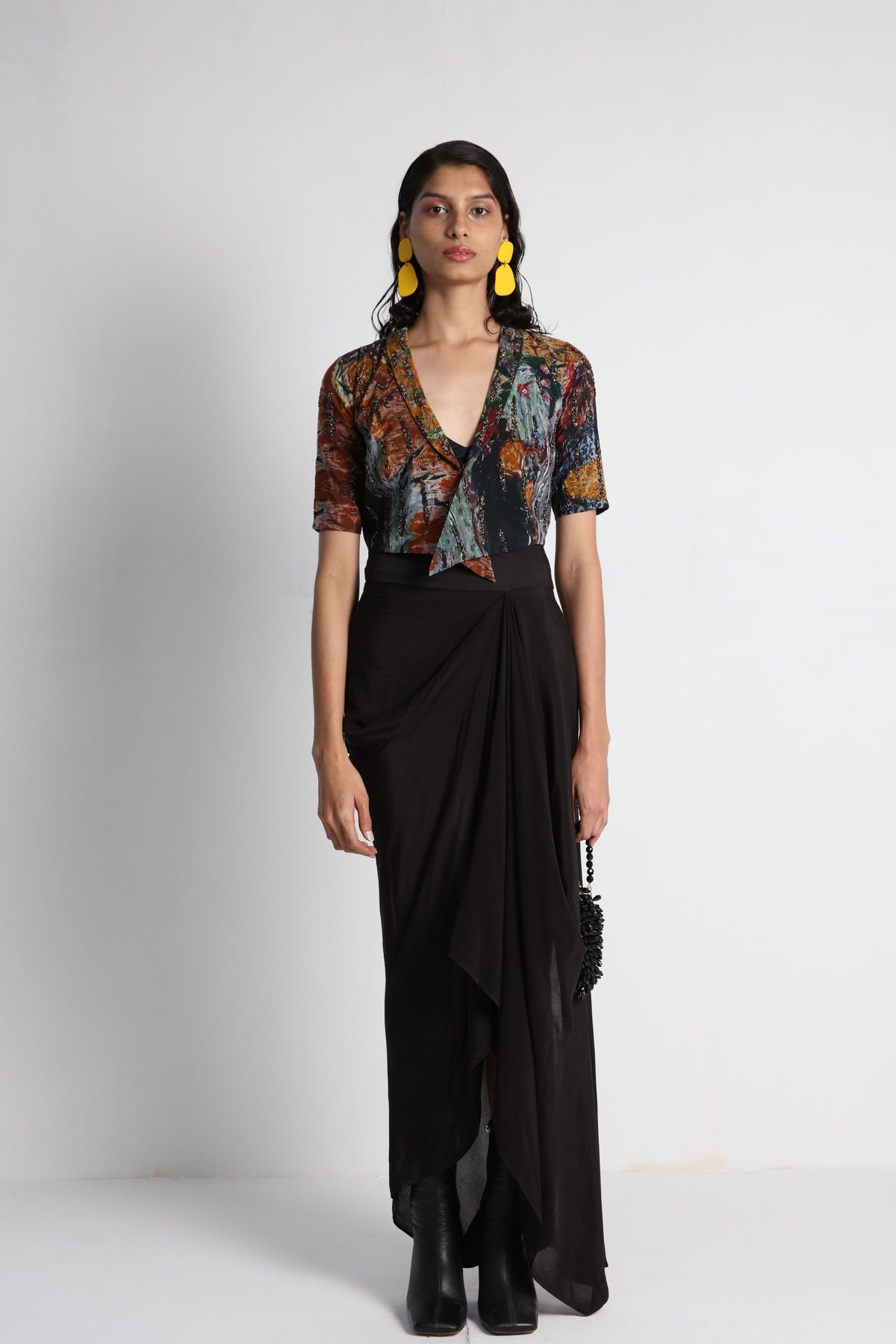 Multicolour Digital Embroidered Jacket Set