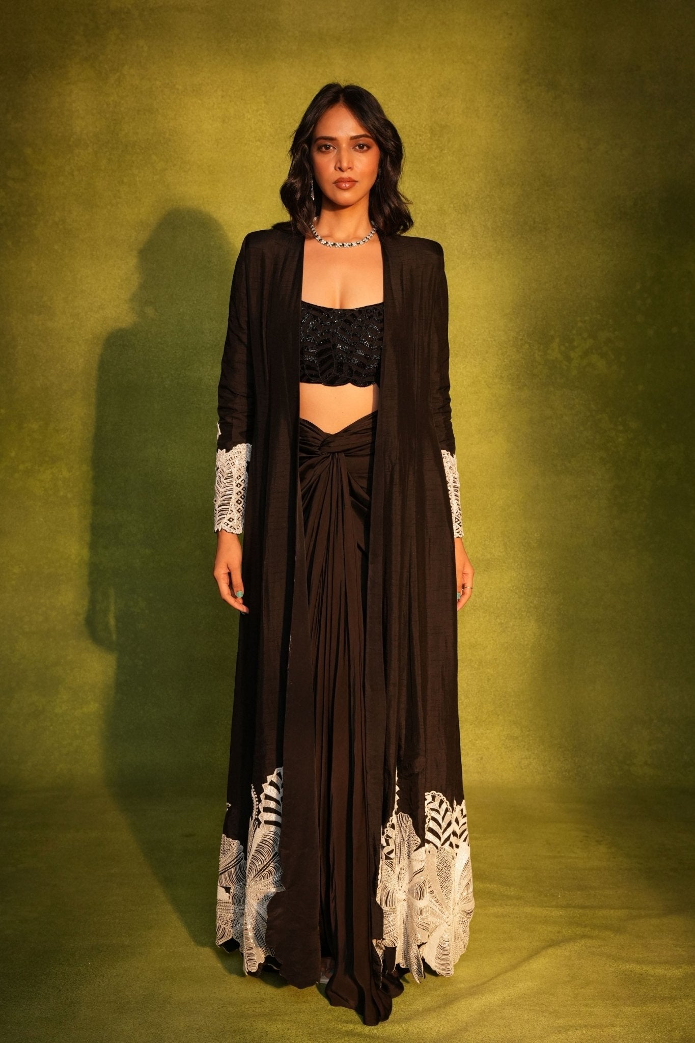 Long Black Jacket Set - Ashutosh Joshi - Elahe