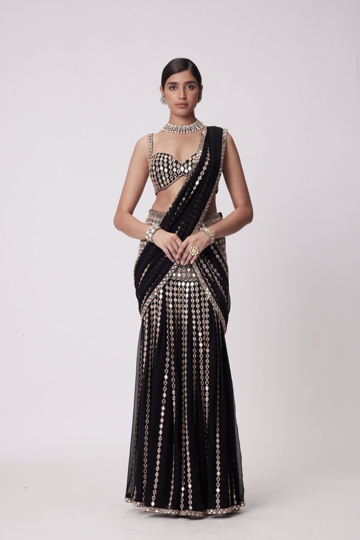 Black Saree Set