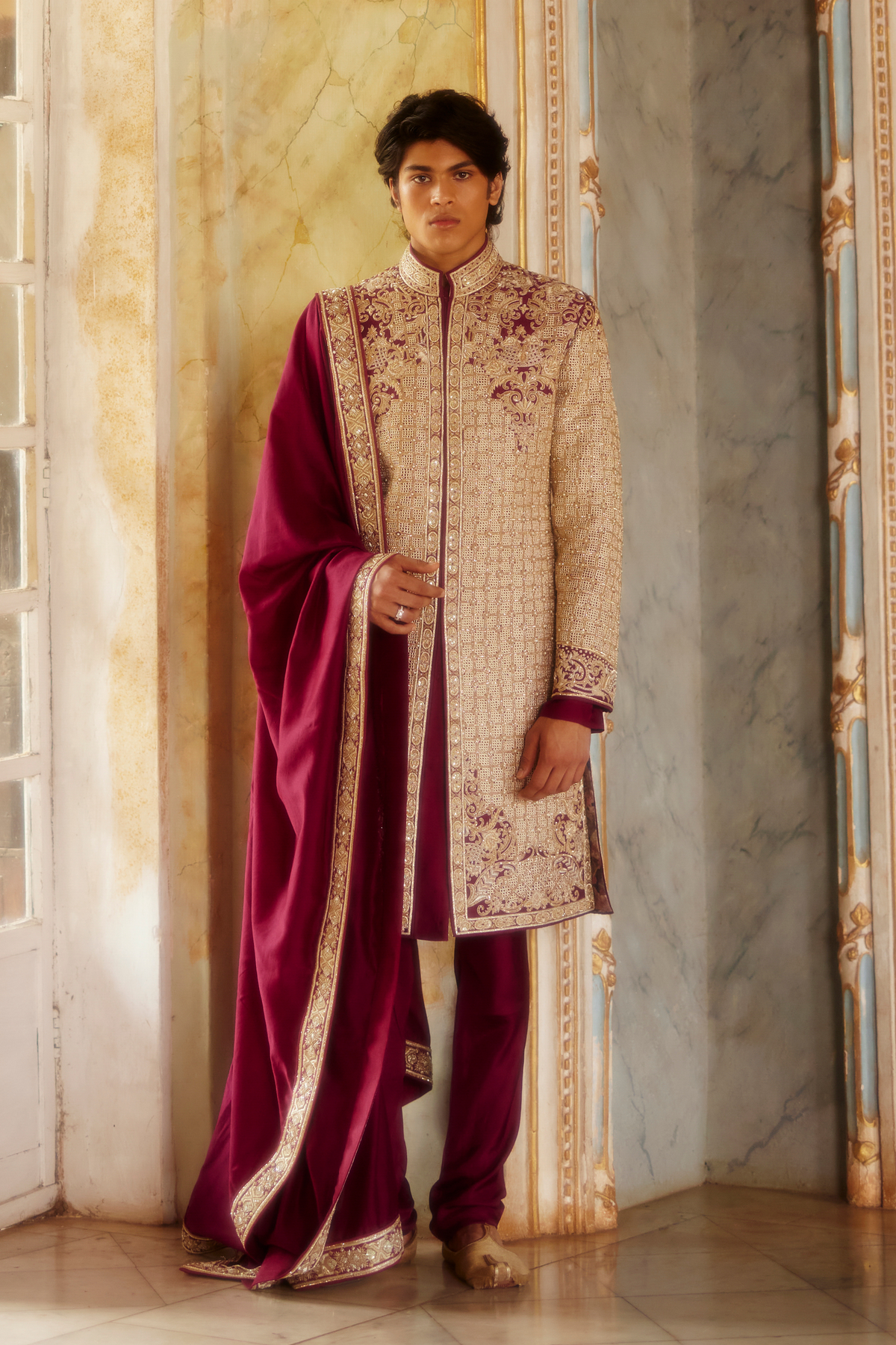 Maroon Bandhgala Set