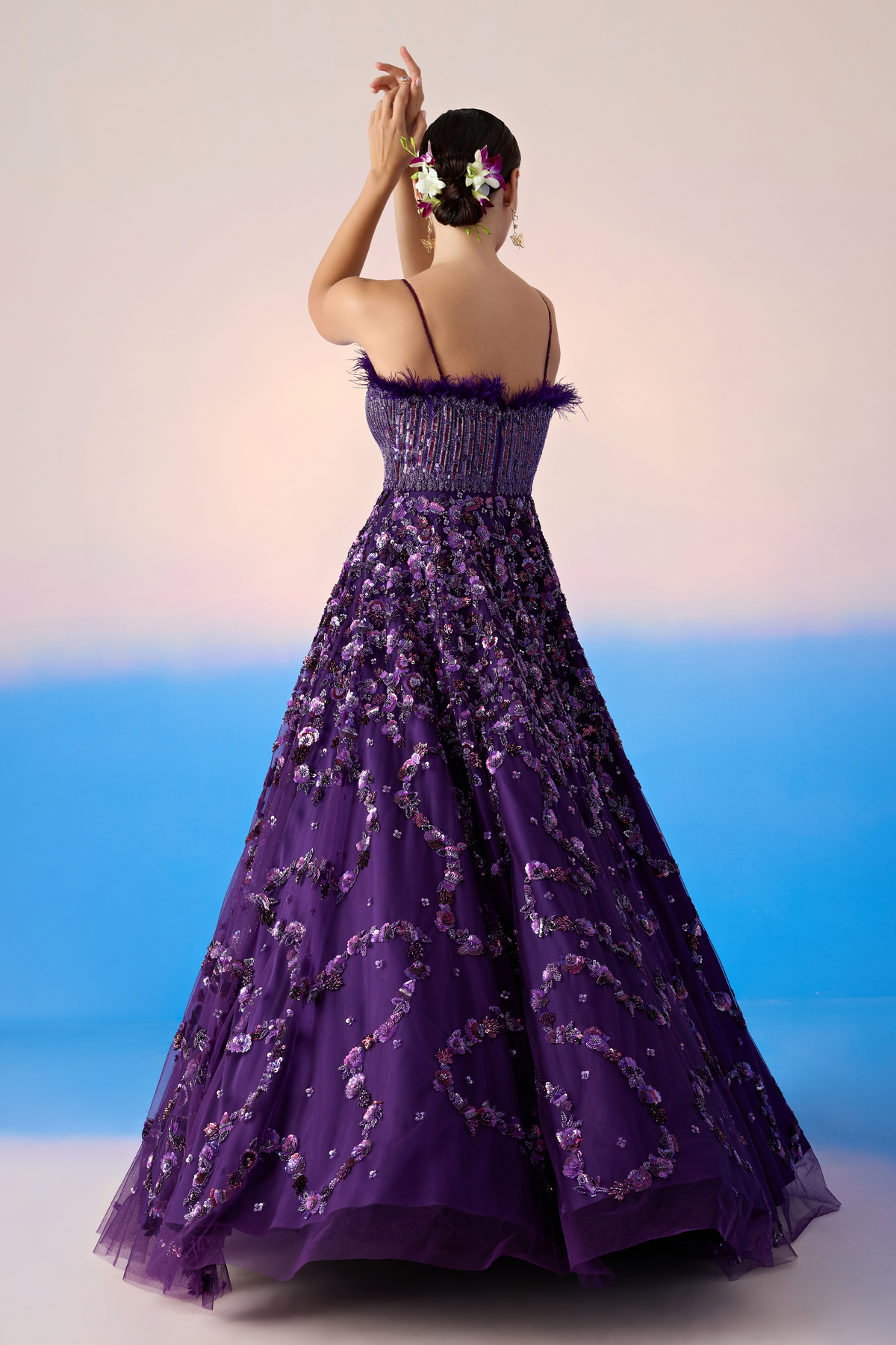 Midnight Purple Embroidered Gown