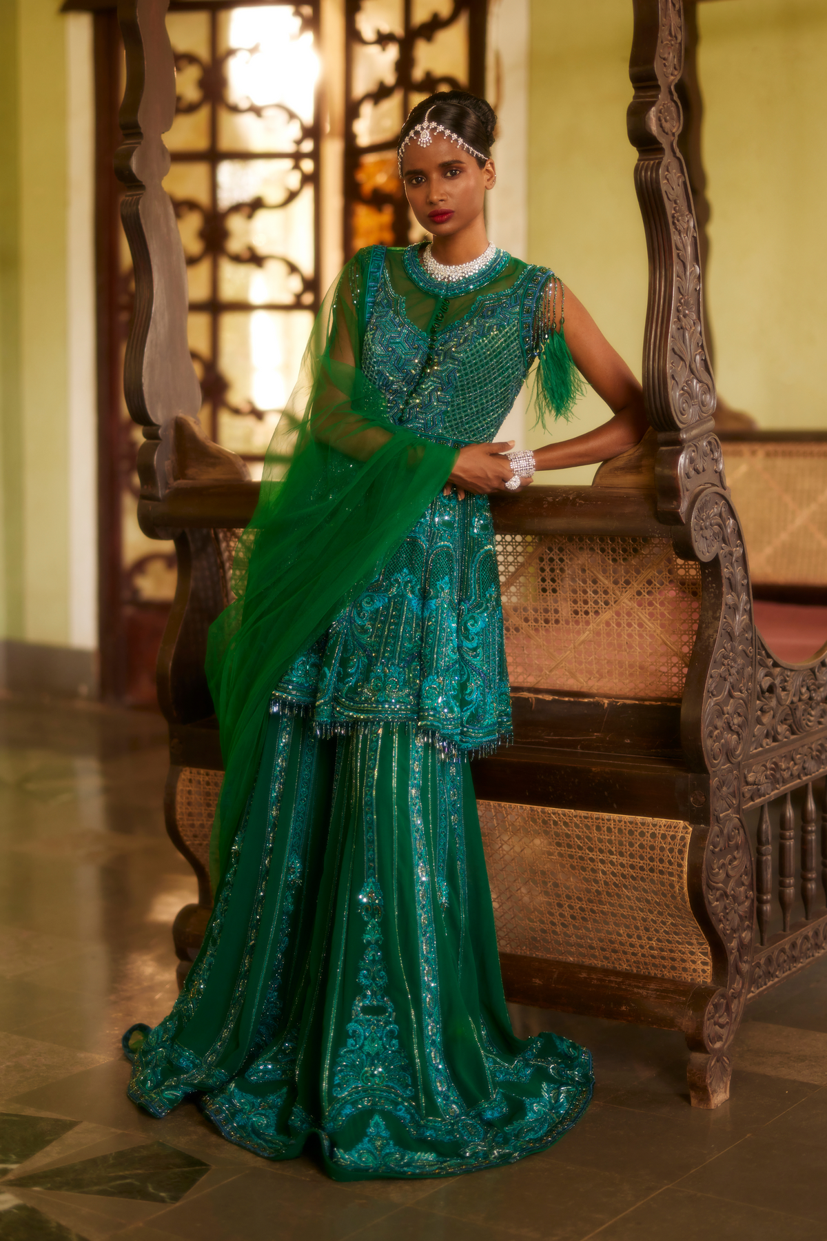 Green Sharara Set