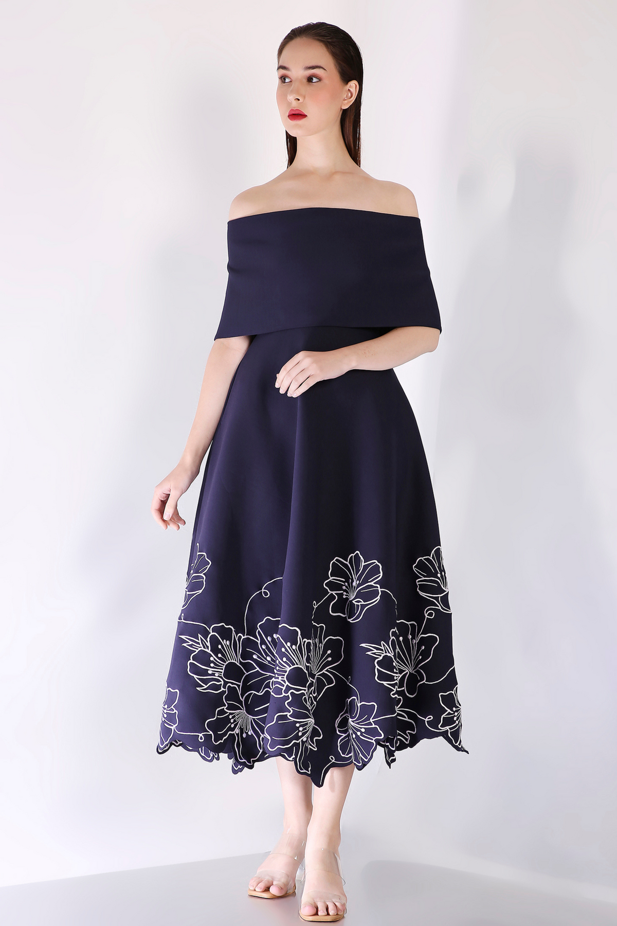 Navy Blue Embroidered Dress
