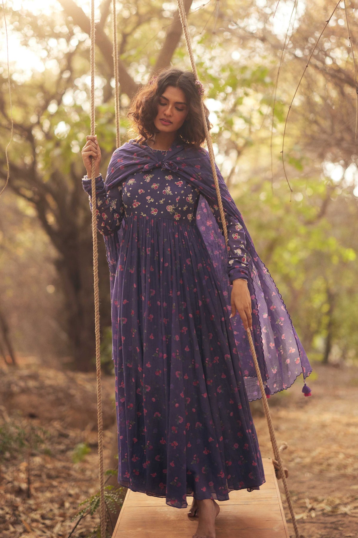 Grape Jelly Embroidered Anarkali Set
