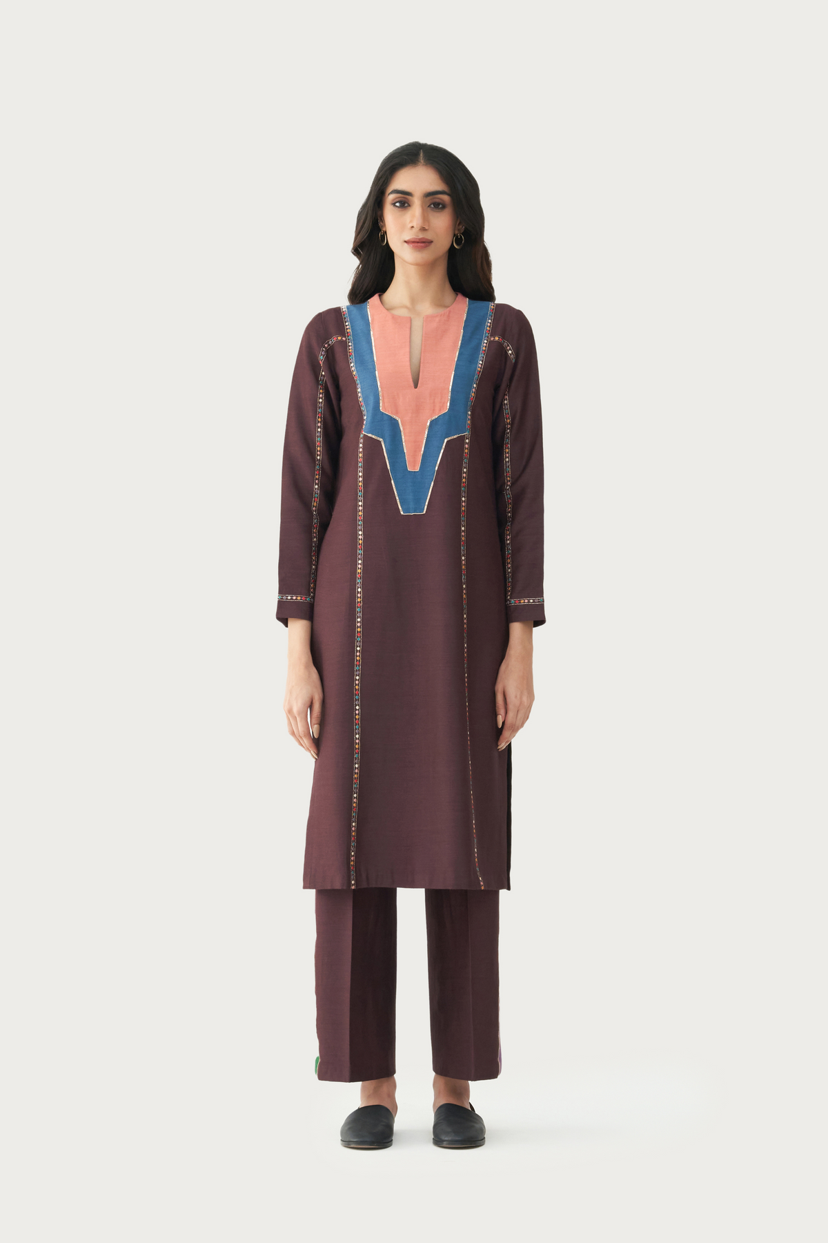 Amara mud brown kurta pant set