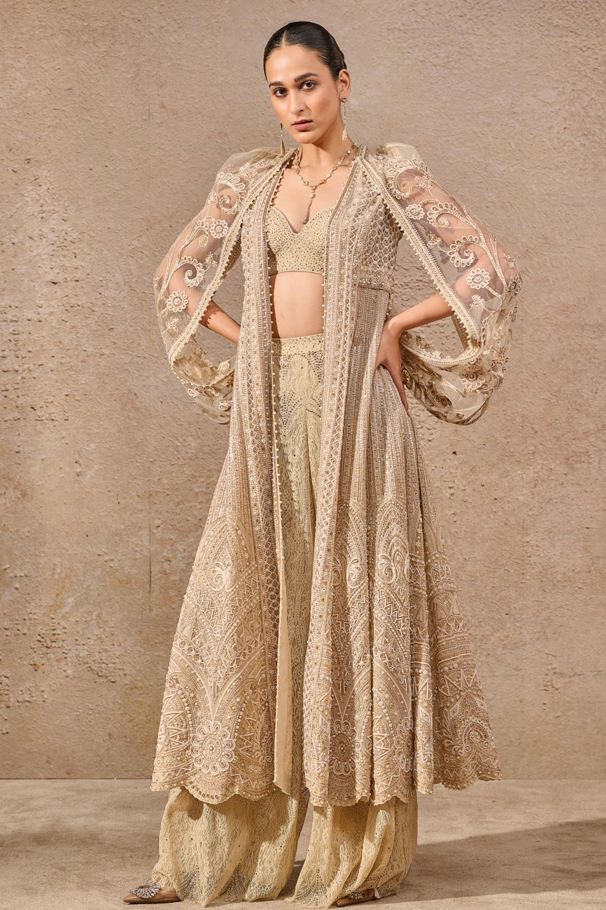 Ivory Embroidered Jacket Set