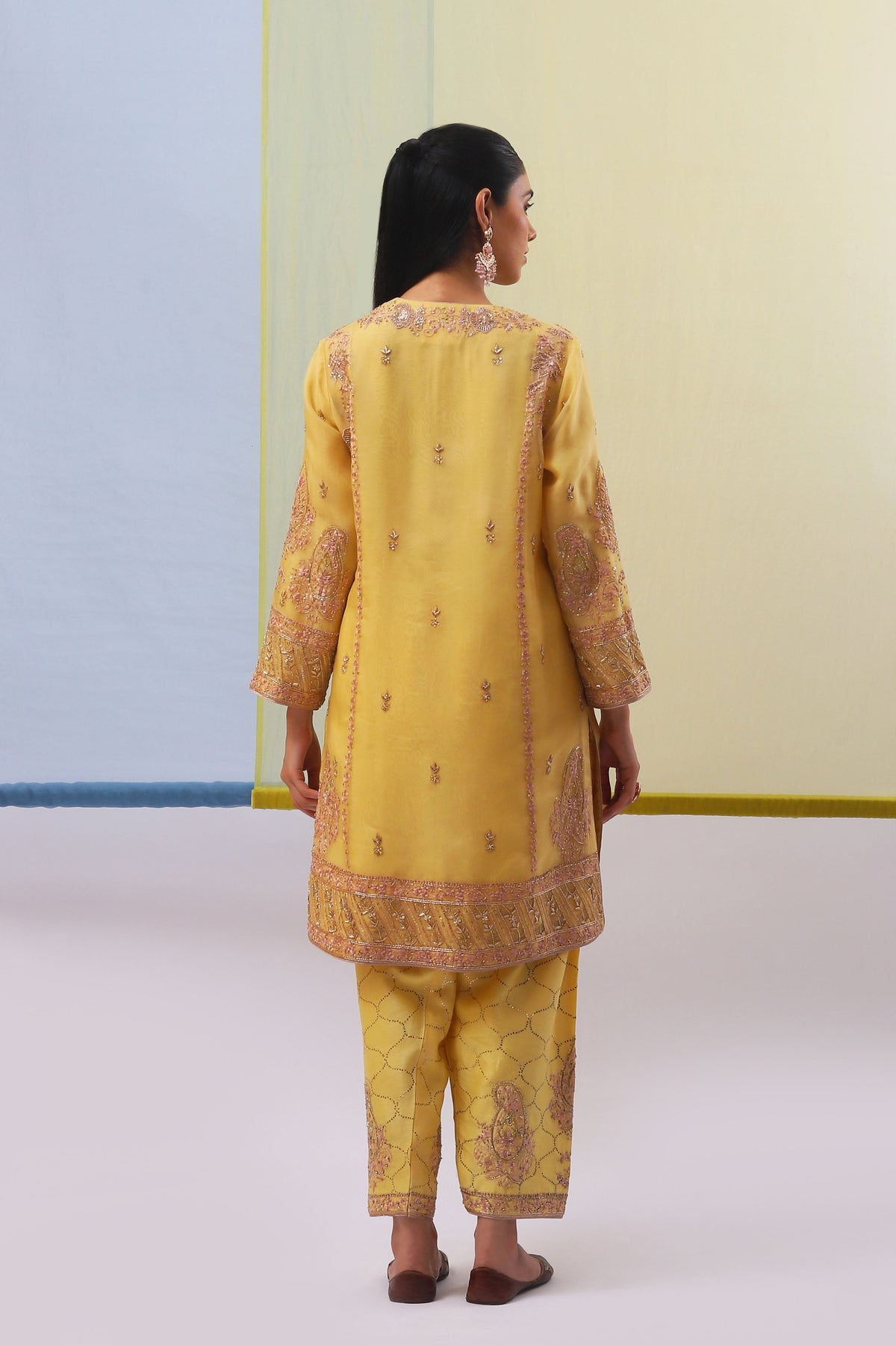 Yellow Mahiz Long Kurta Set