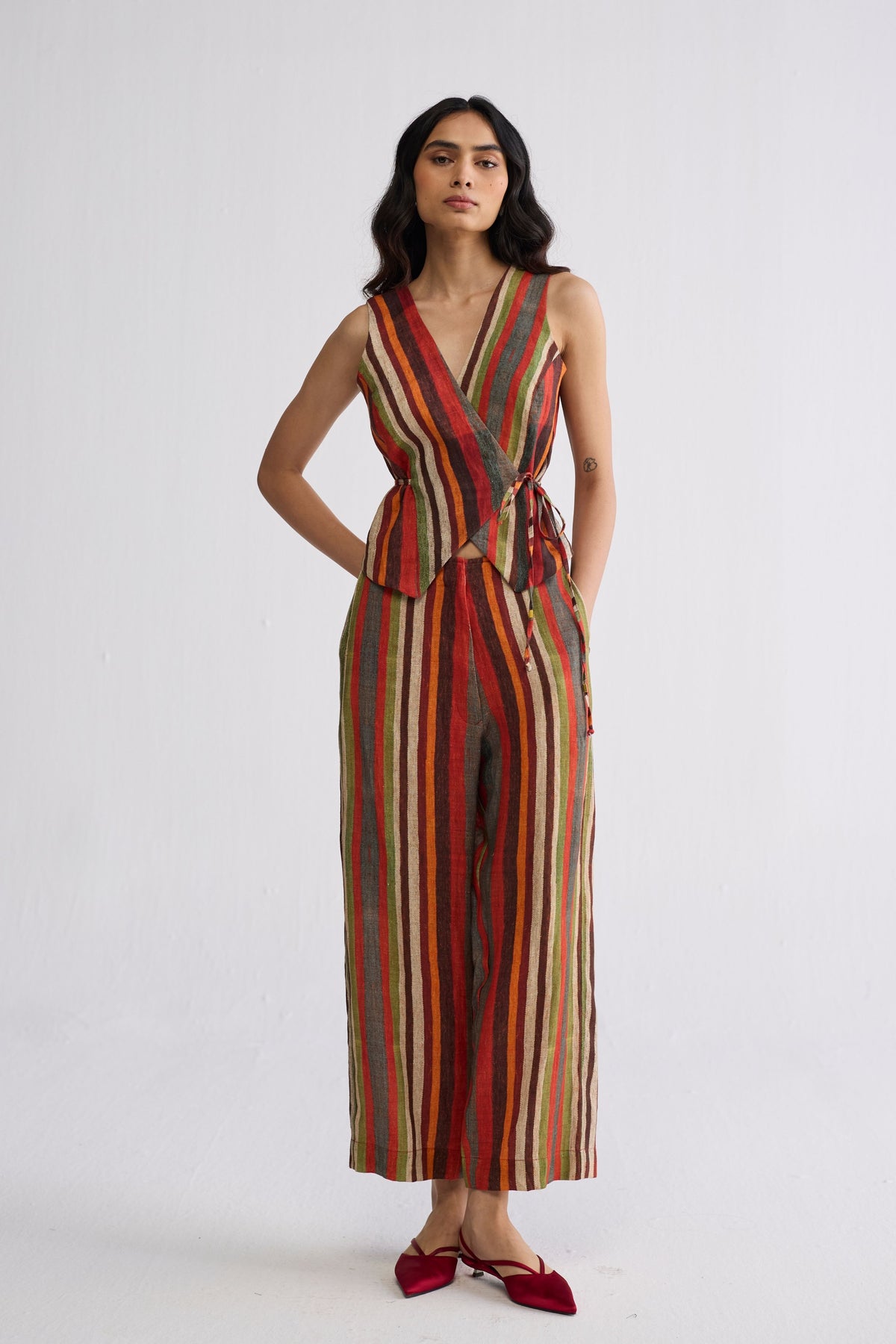 Jilian Tie up Waistcoat Set