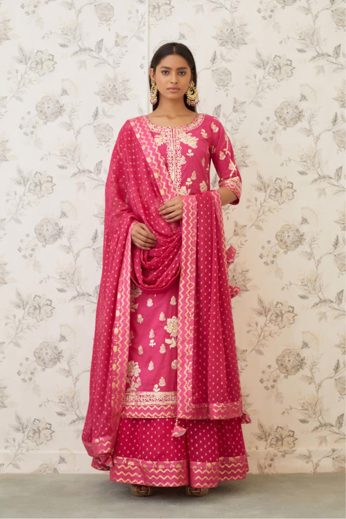 Magenta kurti lehenga set