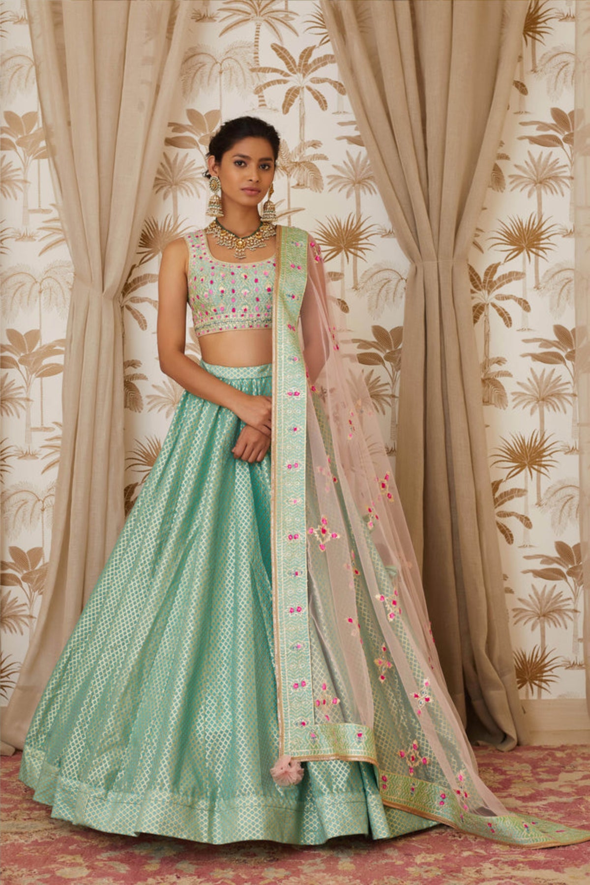 Sea blue lehenga set