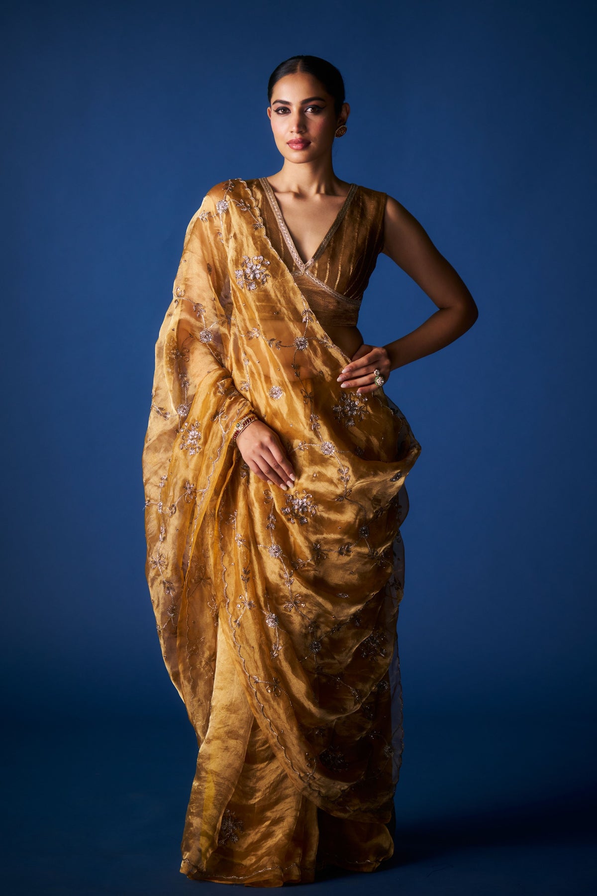 Vintage Mustard Saree Set