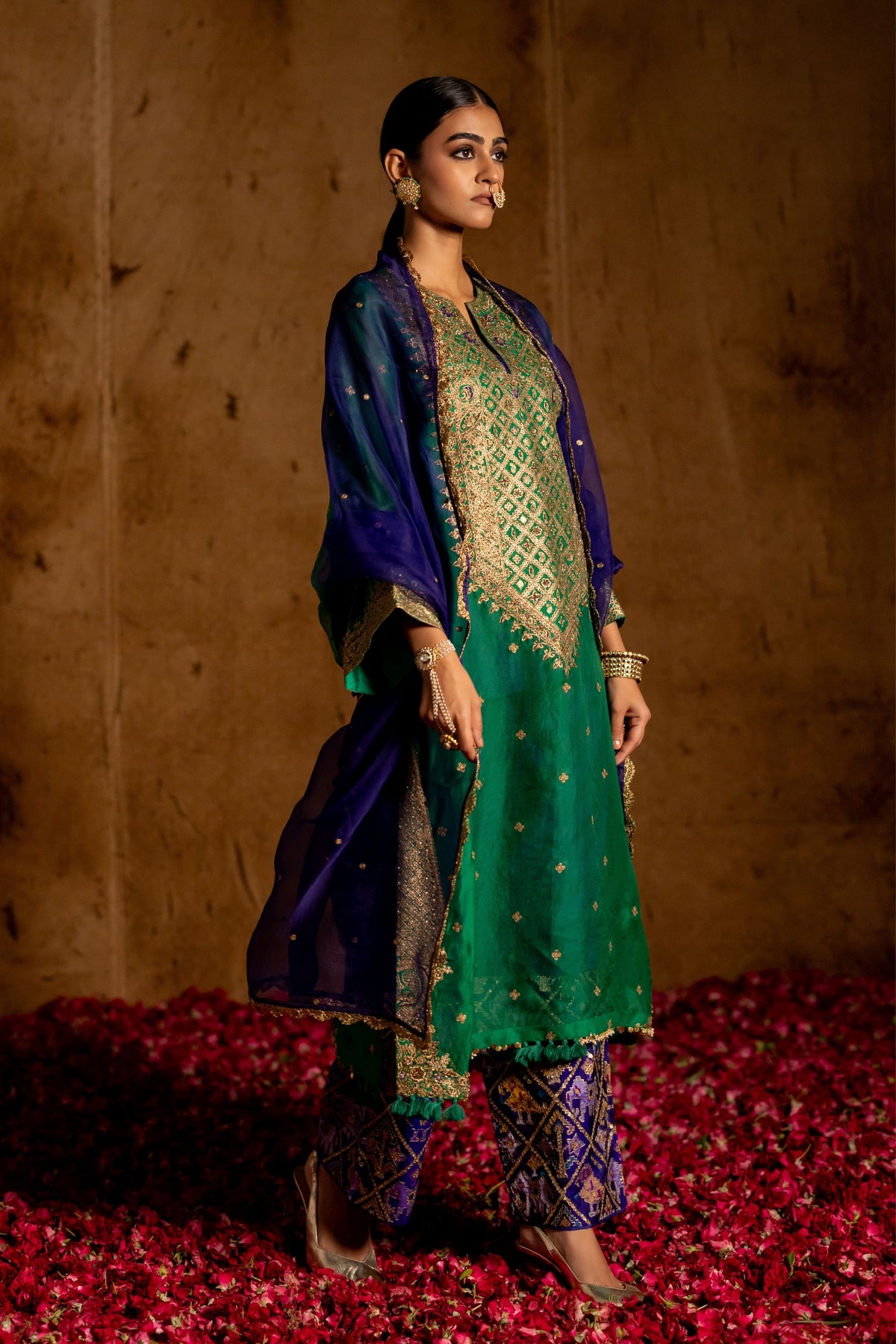 Emerald Organza Patola Set