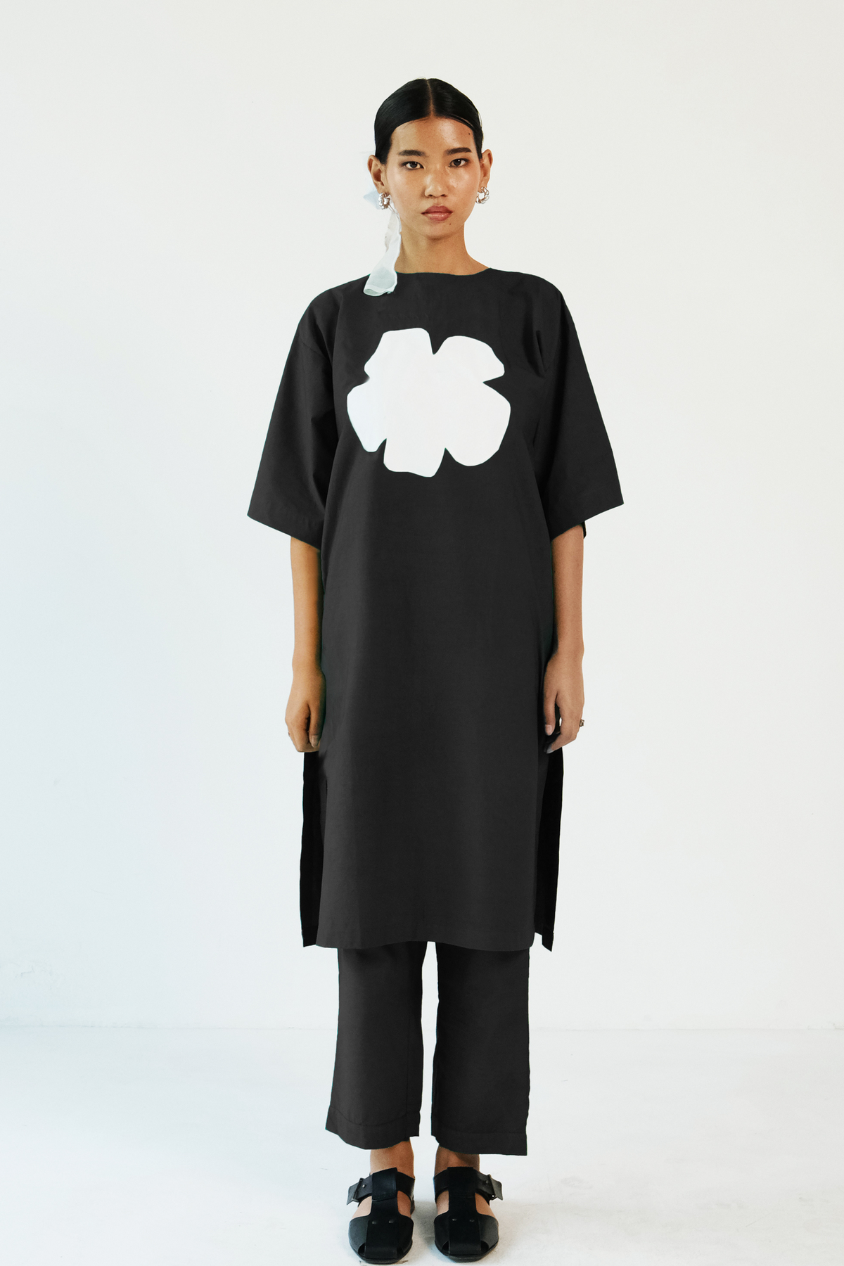 Black Applique Tunic Set