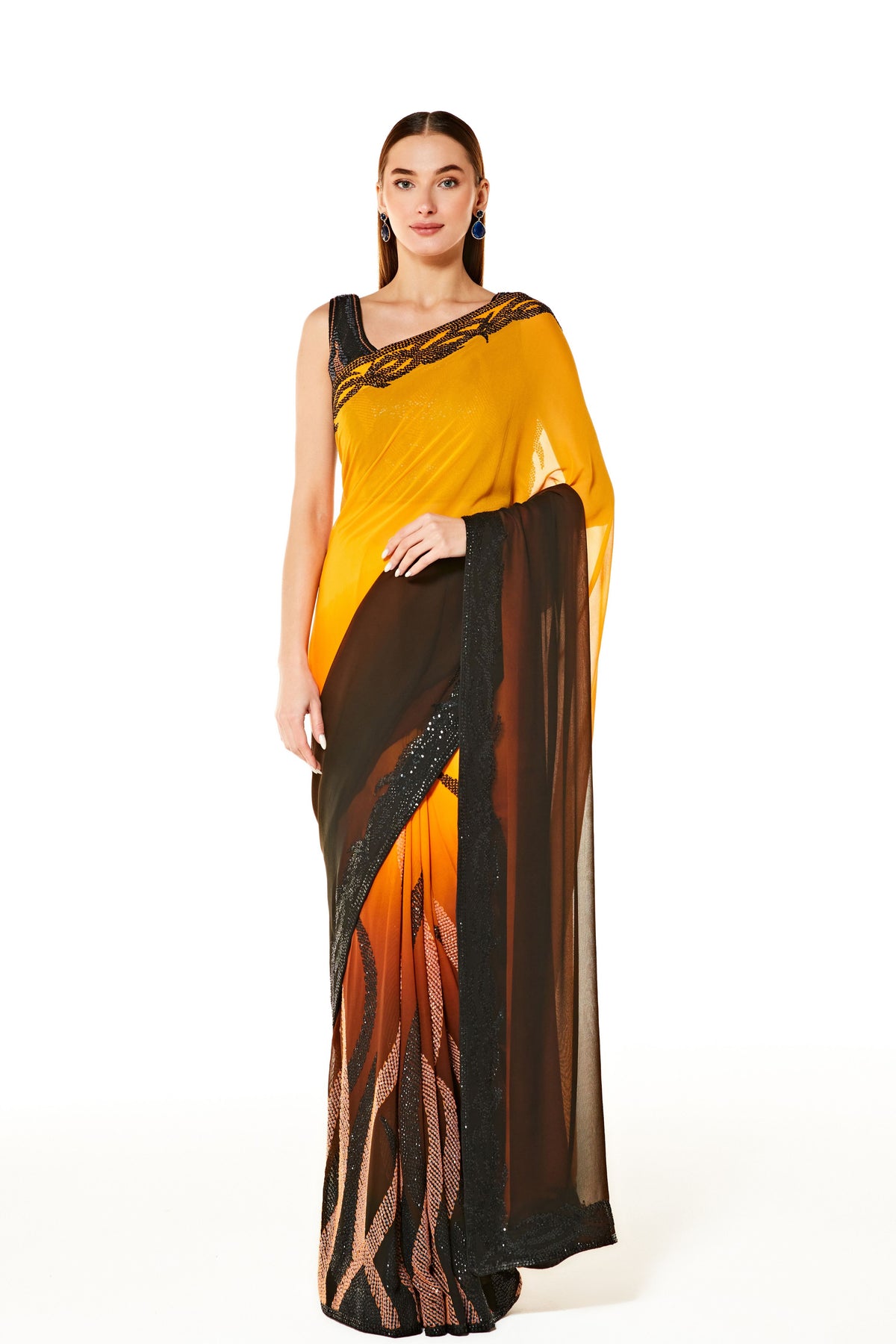 Zaynab Orange Saree Set
