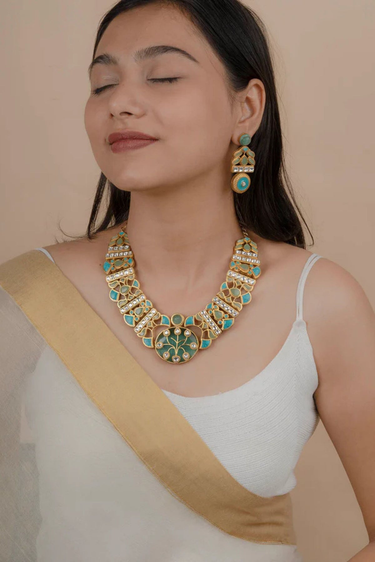 Multicolor Gold Plated Contemporary Necklace Set