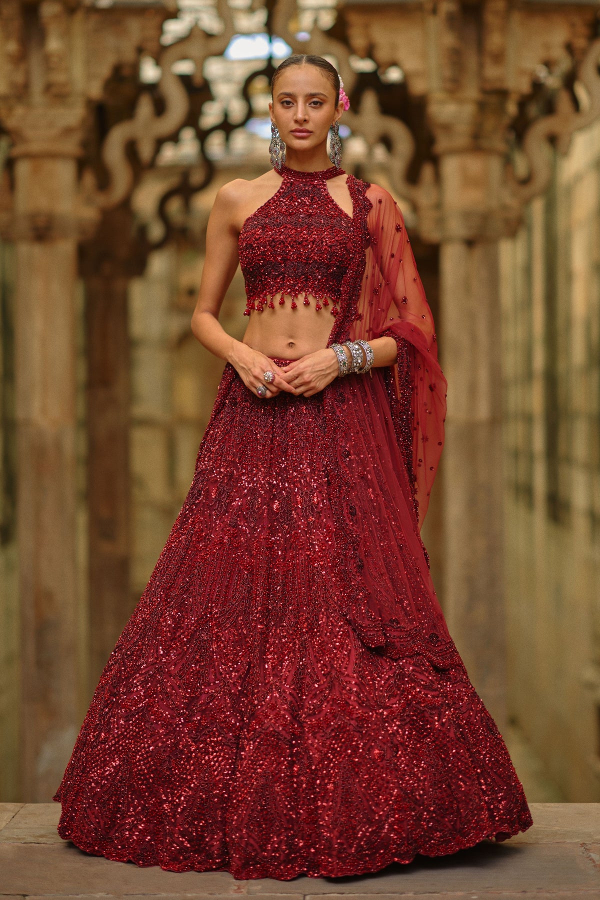 Burgundy Lehenga Set