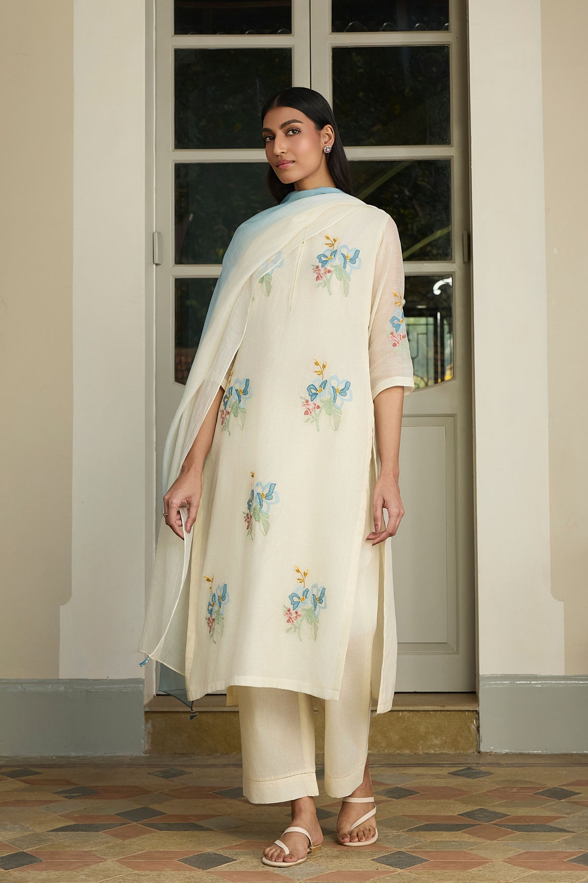 Ivory Floral Kurta Set
