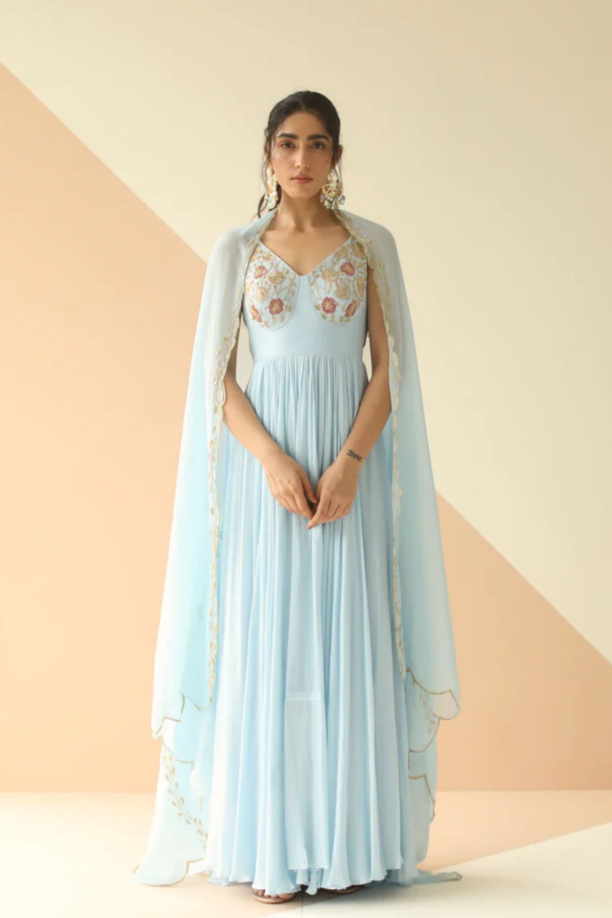 Powder blue cups anarkali