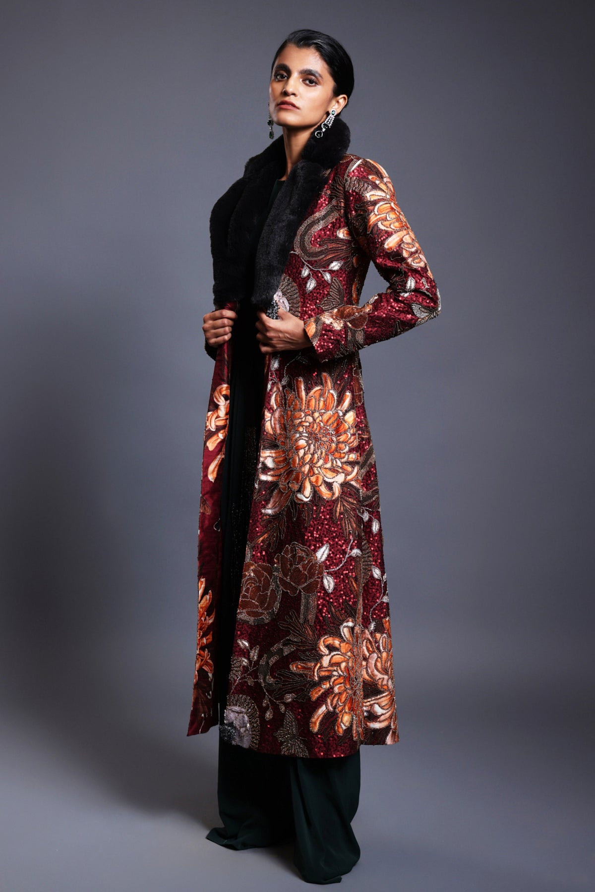 Maroon Print Jacket