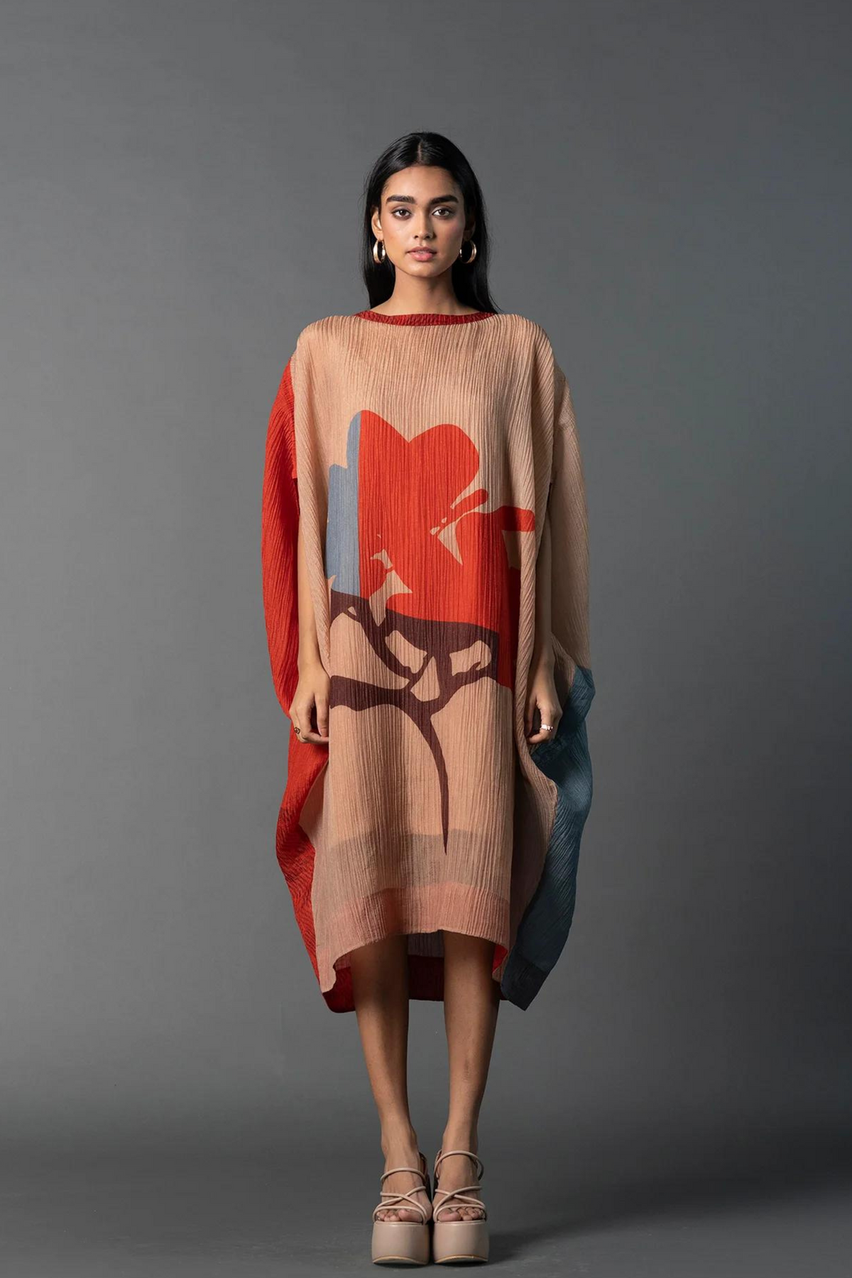 Beige Red Kaftan