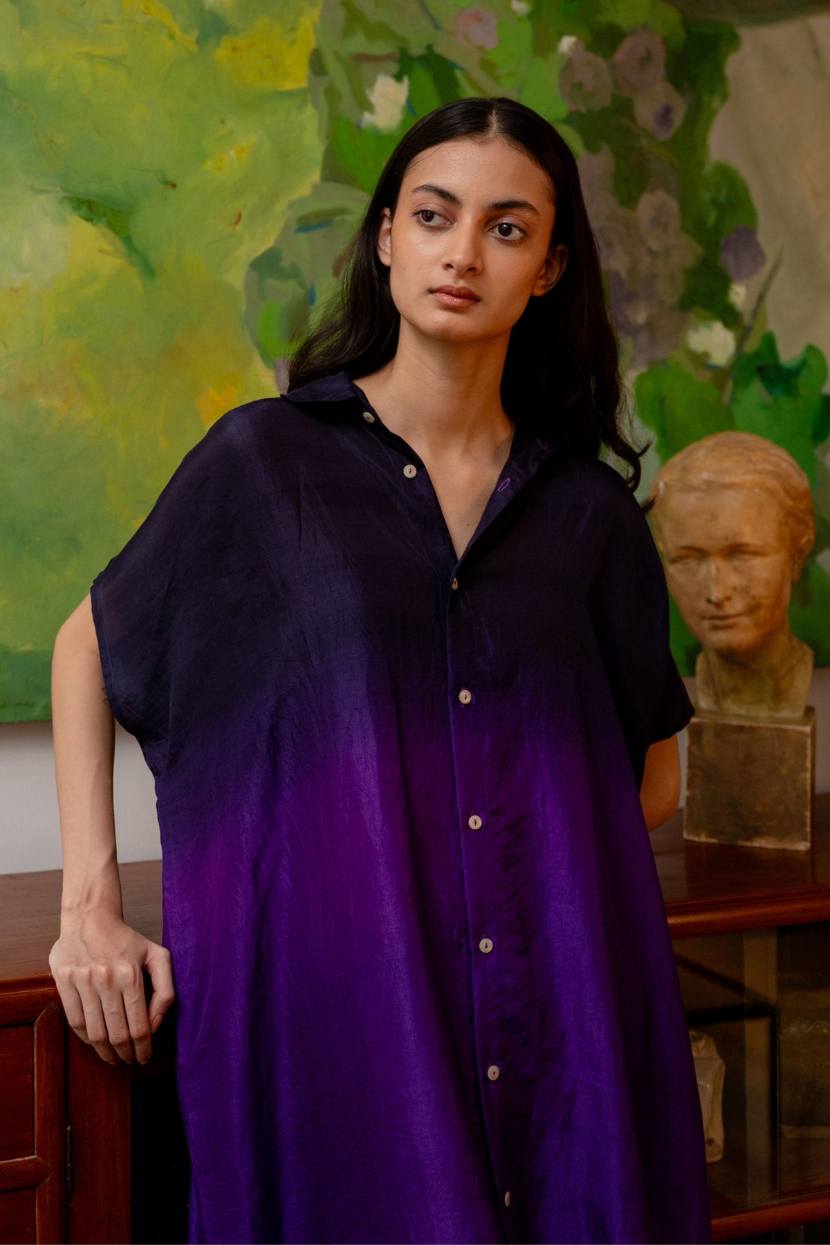 Purple Ombre Shirt Dress