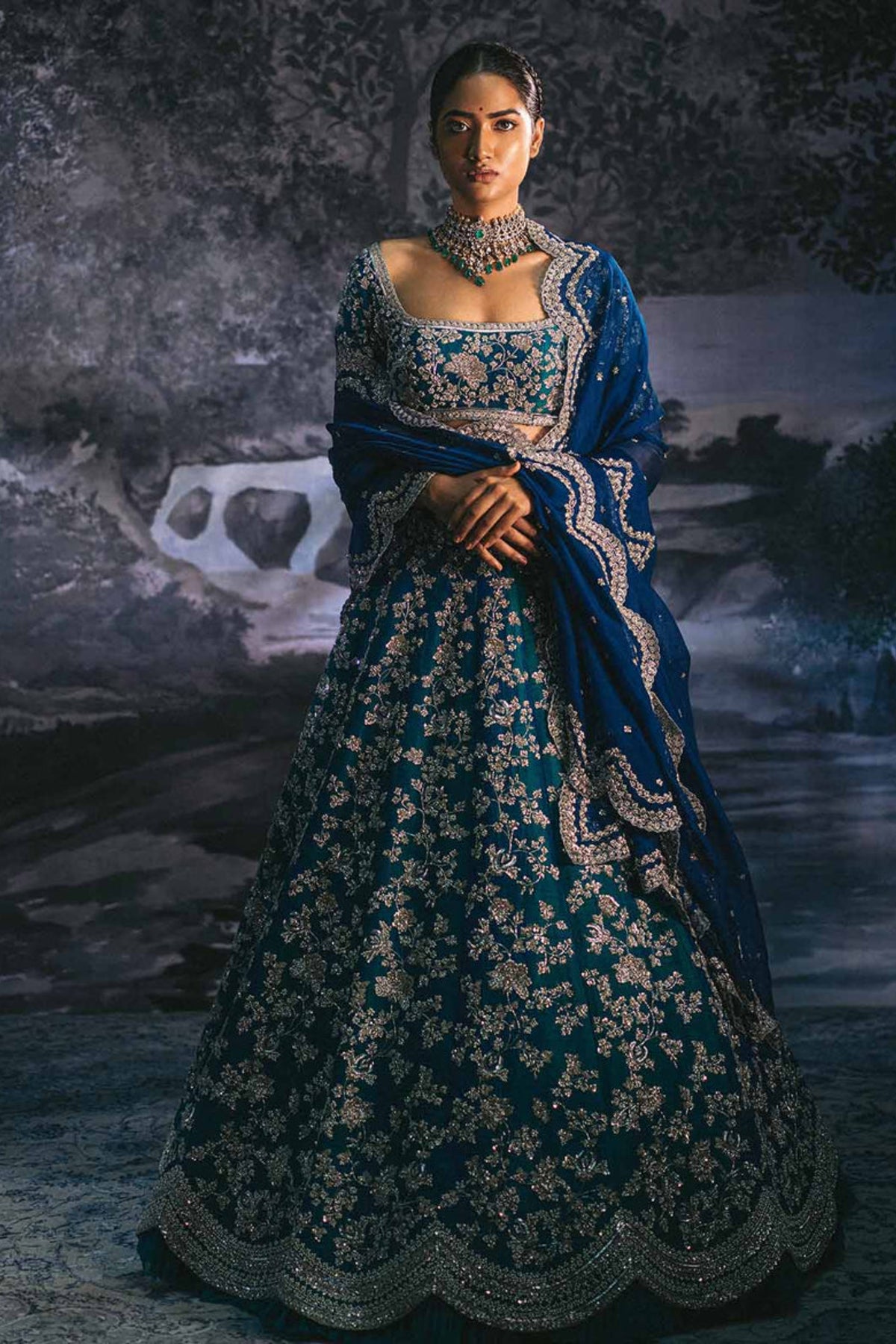 Emerald green aarna lehenga