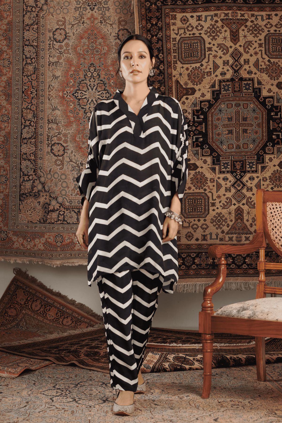 Chevron Black Tunic Set