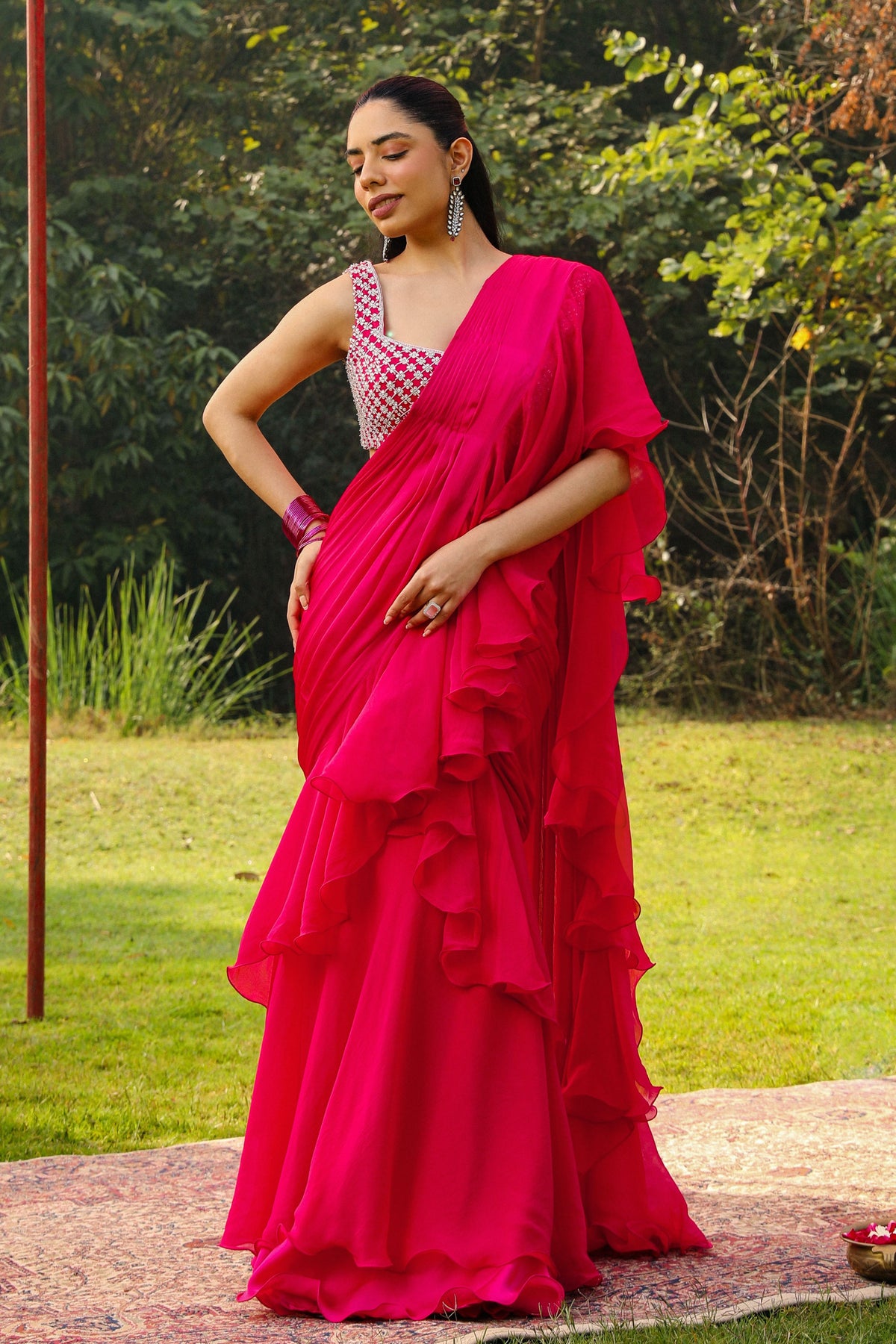 Rani Pink Drape Saree