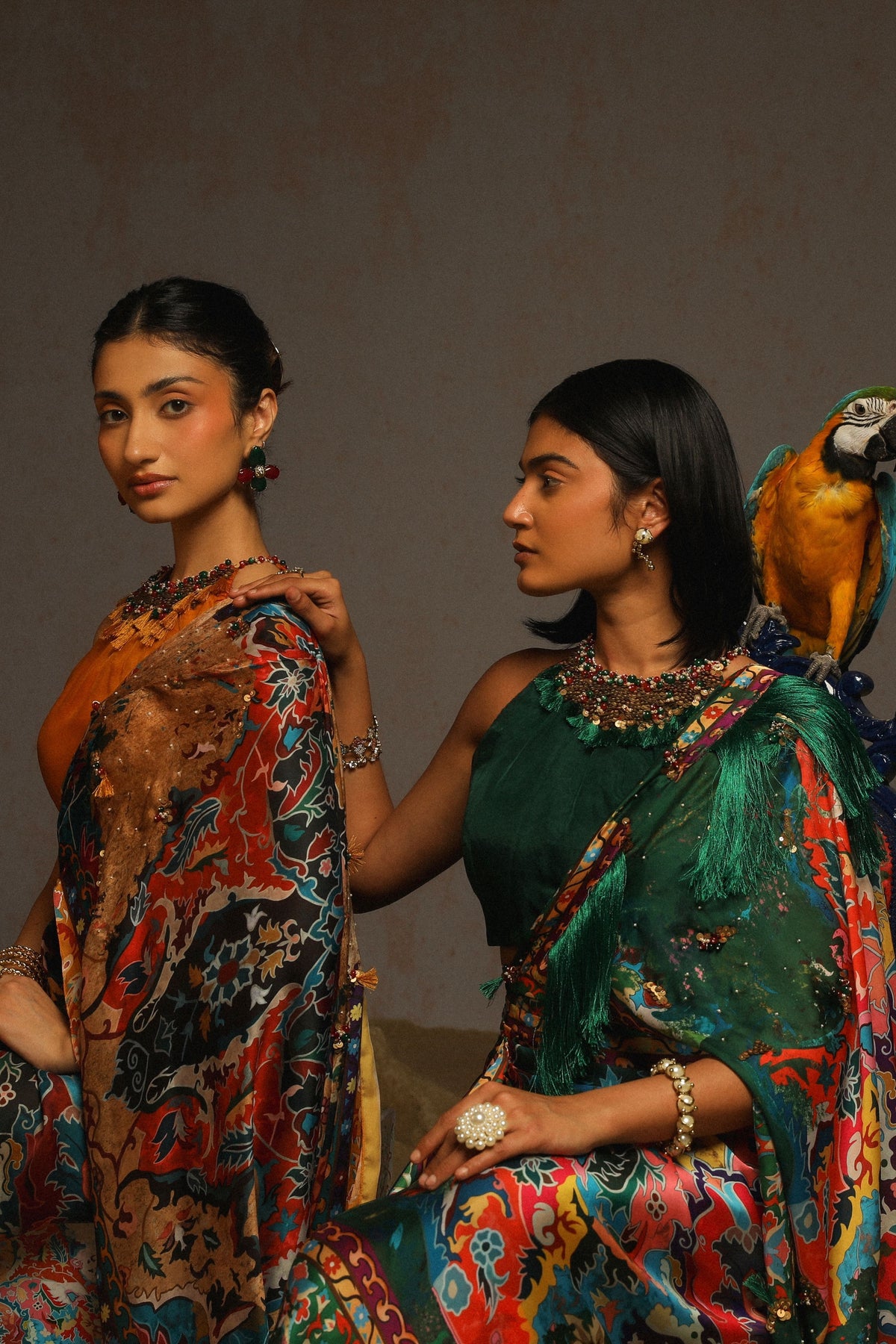 Green Draped Saree