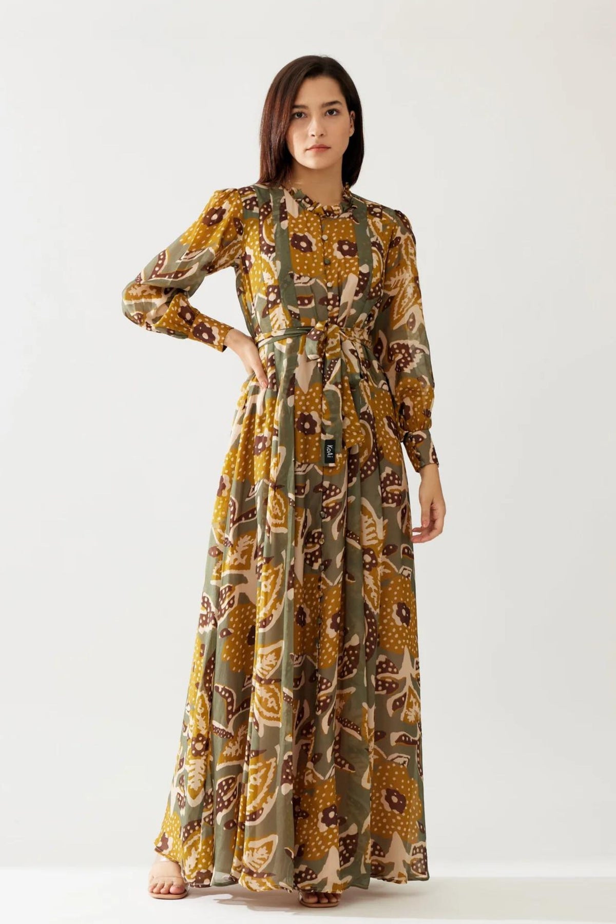 Olive And Mustard Long Dress
