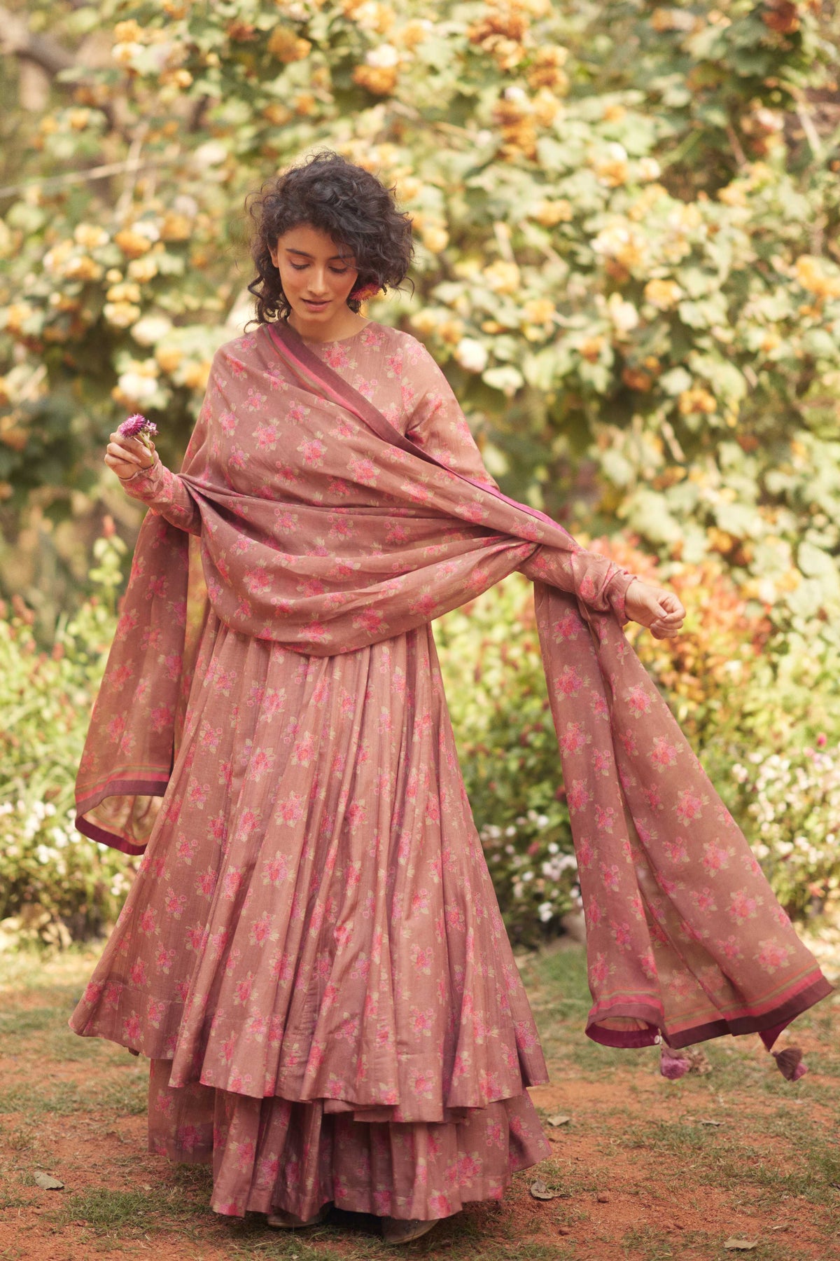 Mocha Brown Anarkali Set