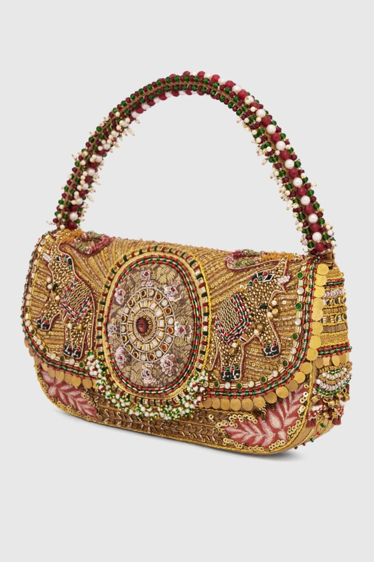 Gajah Flapover Gold  Clutch