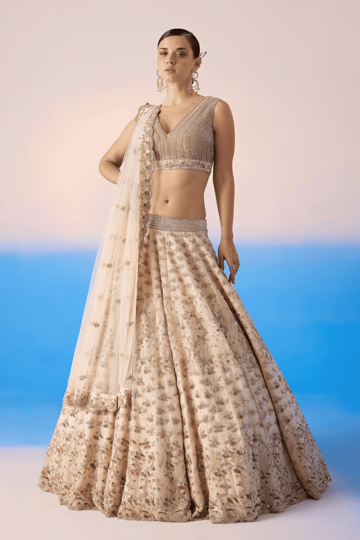Elegant Beige Lehenga Set