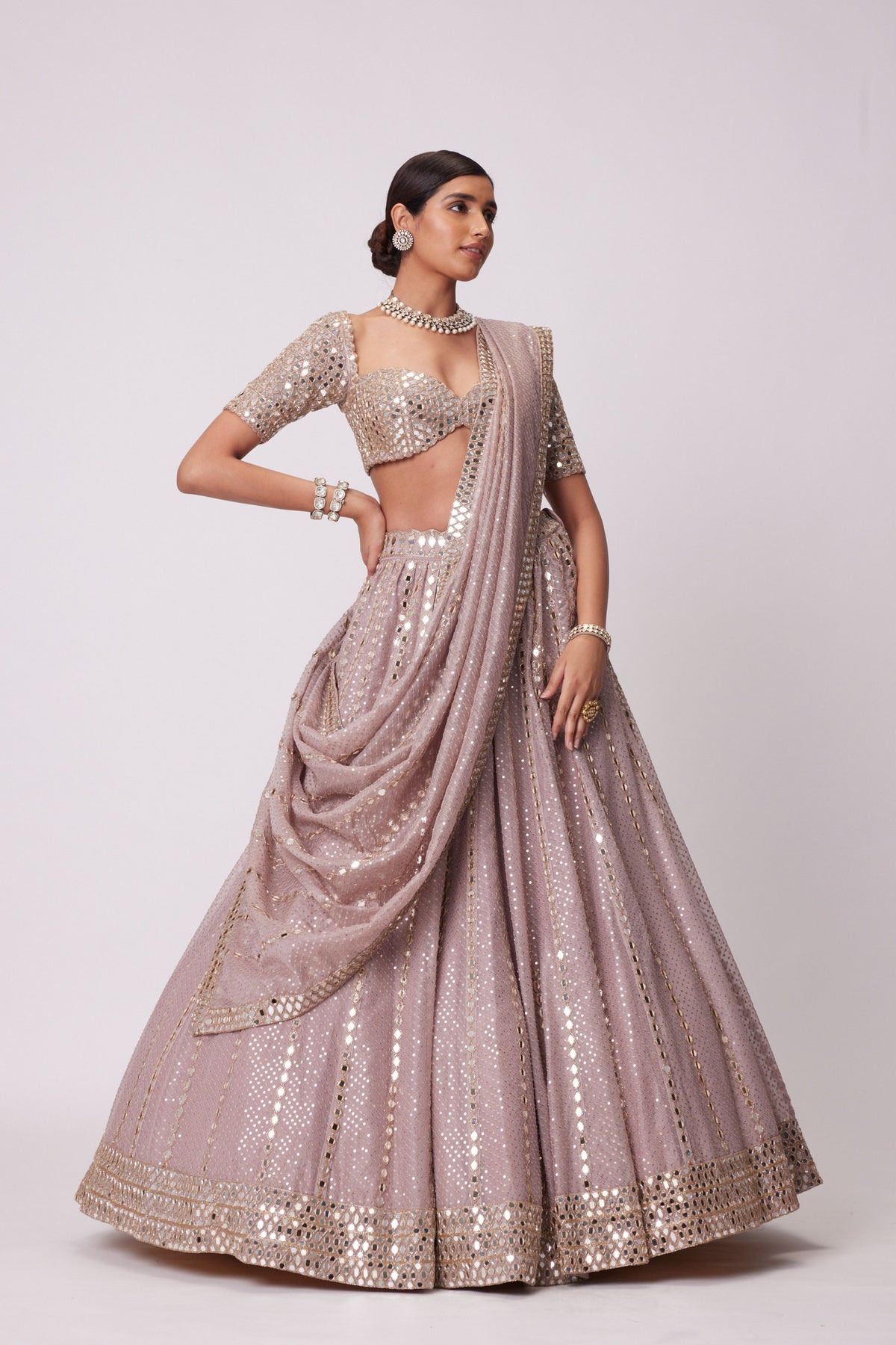 Ash Pink Lehenga Set