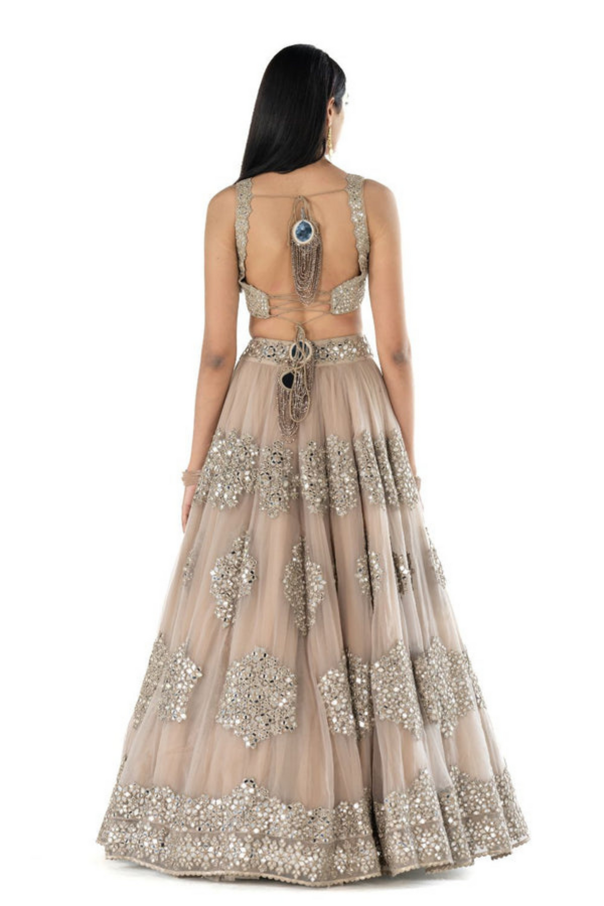 Organza Lehenga Set in Moon Grey Shade