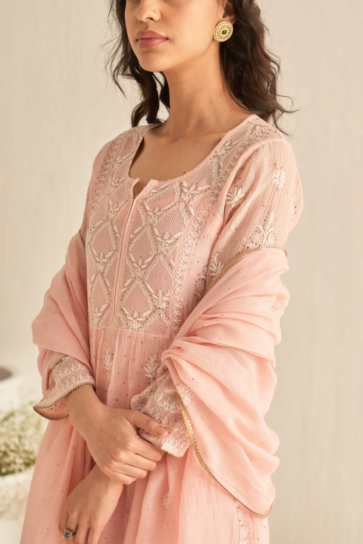 Pink Mulchanderi Sharara Set