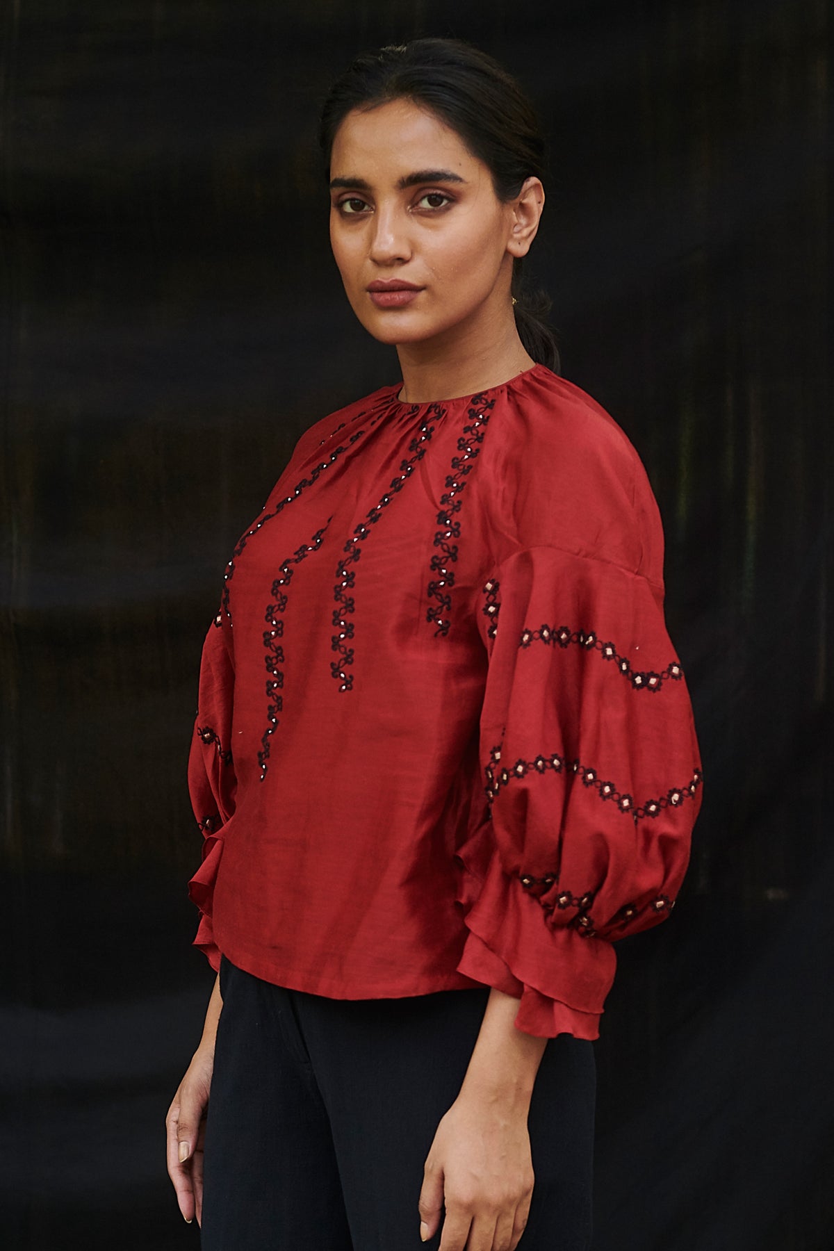 Chanderi drop shoulder top