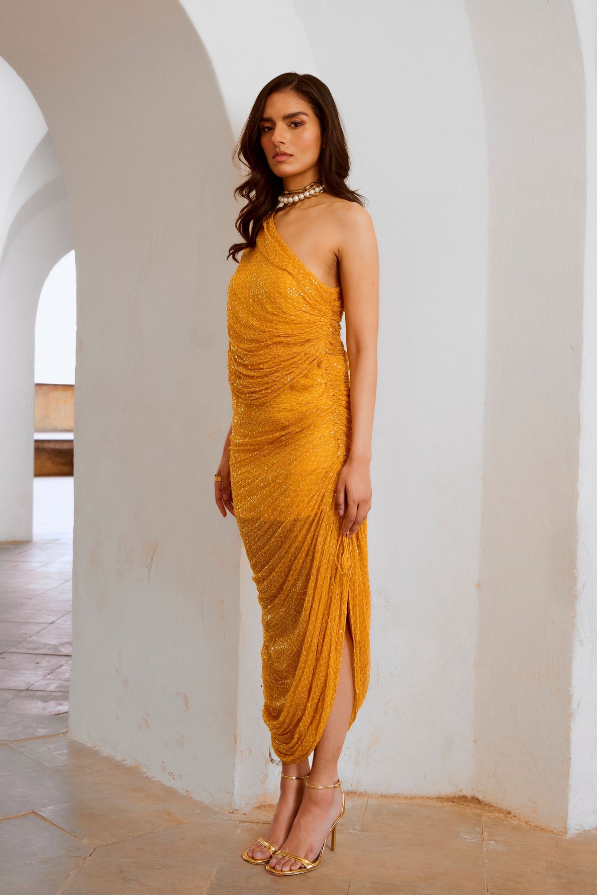 Marigold Jugnu Sequin Draw String Dress
