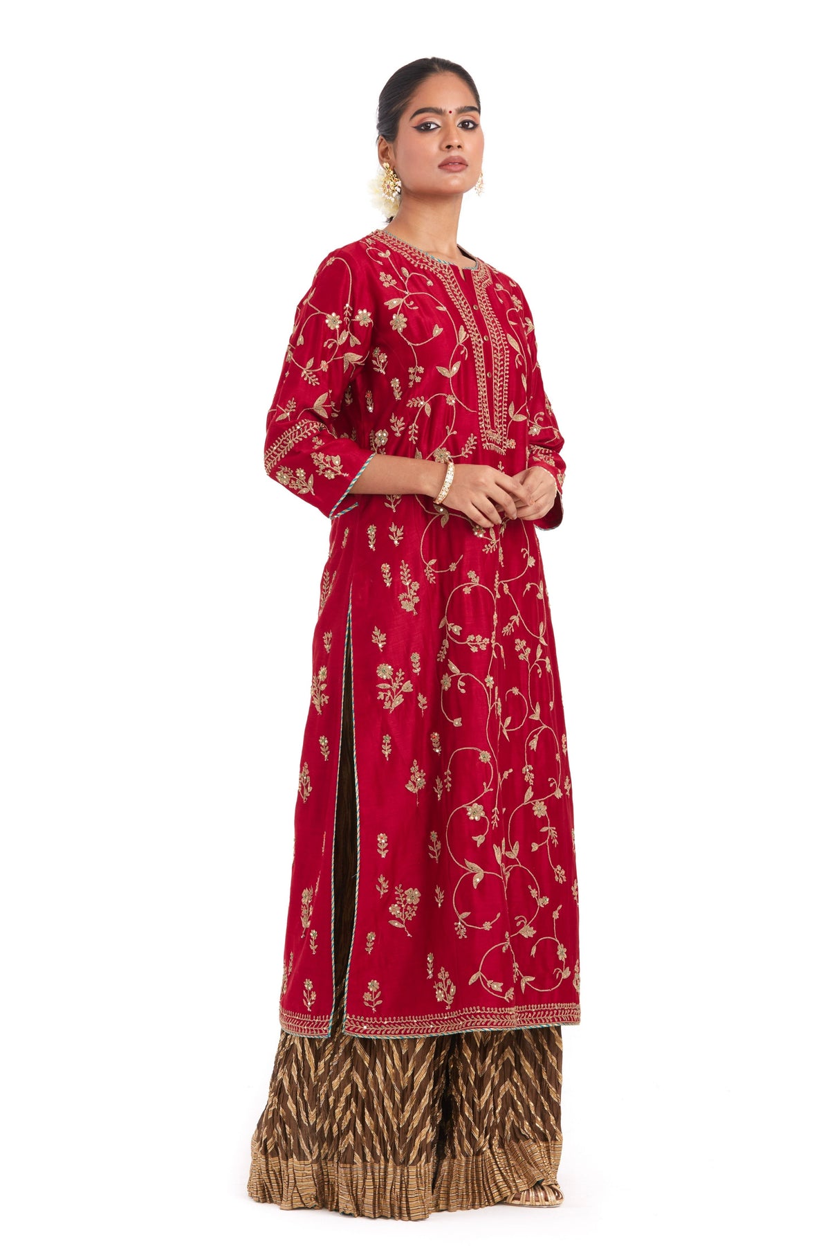 Red Chanderi Sharara Set