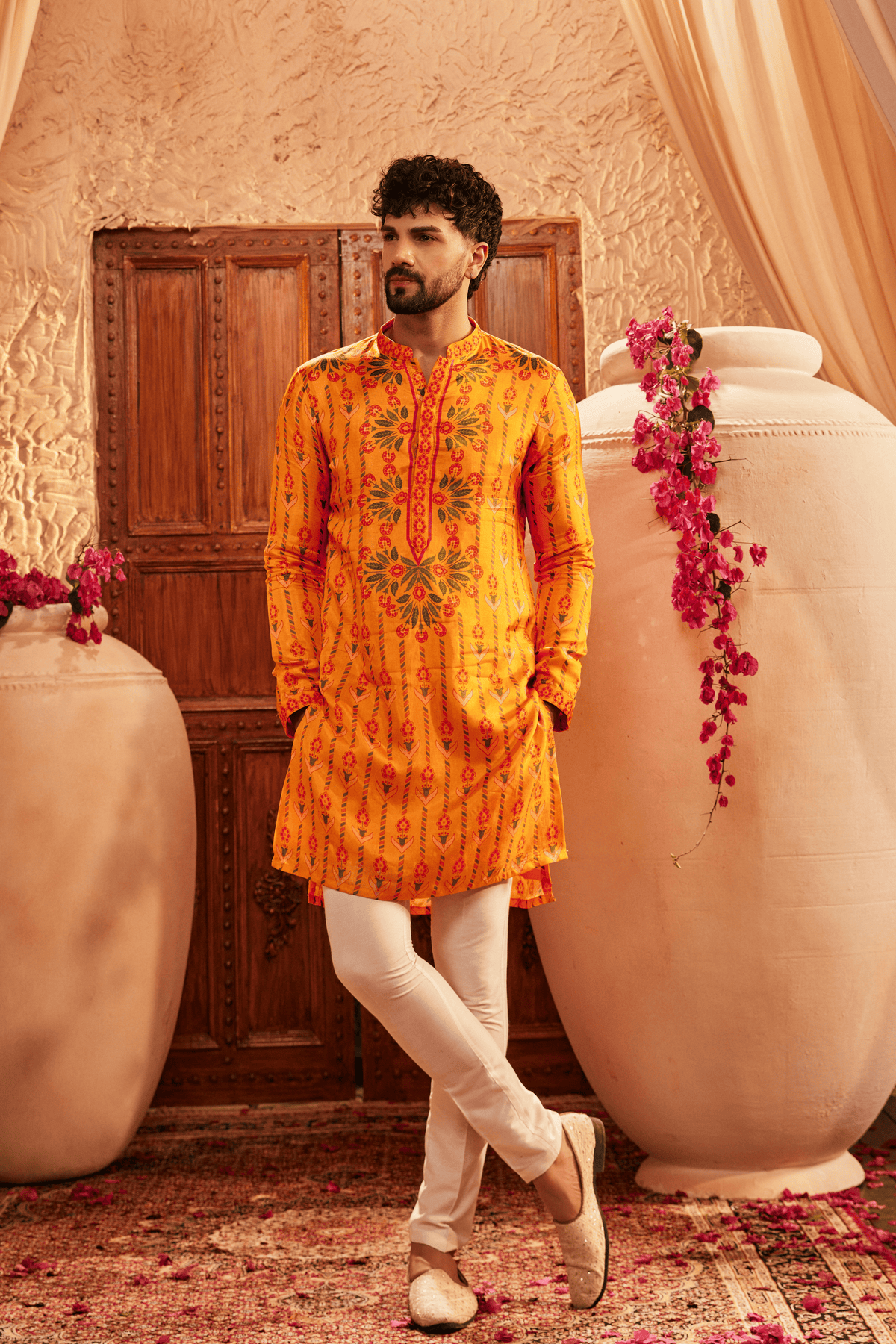 Aric Yellow Mens Kurta