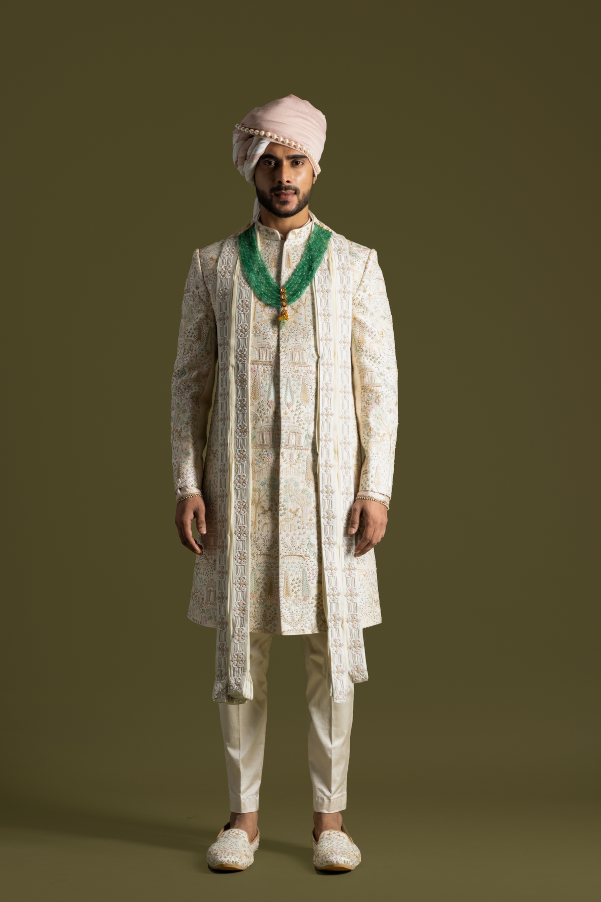 Cream Sherwani Set