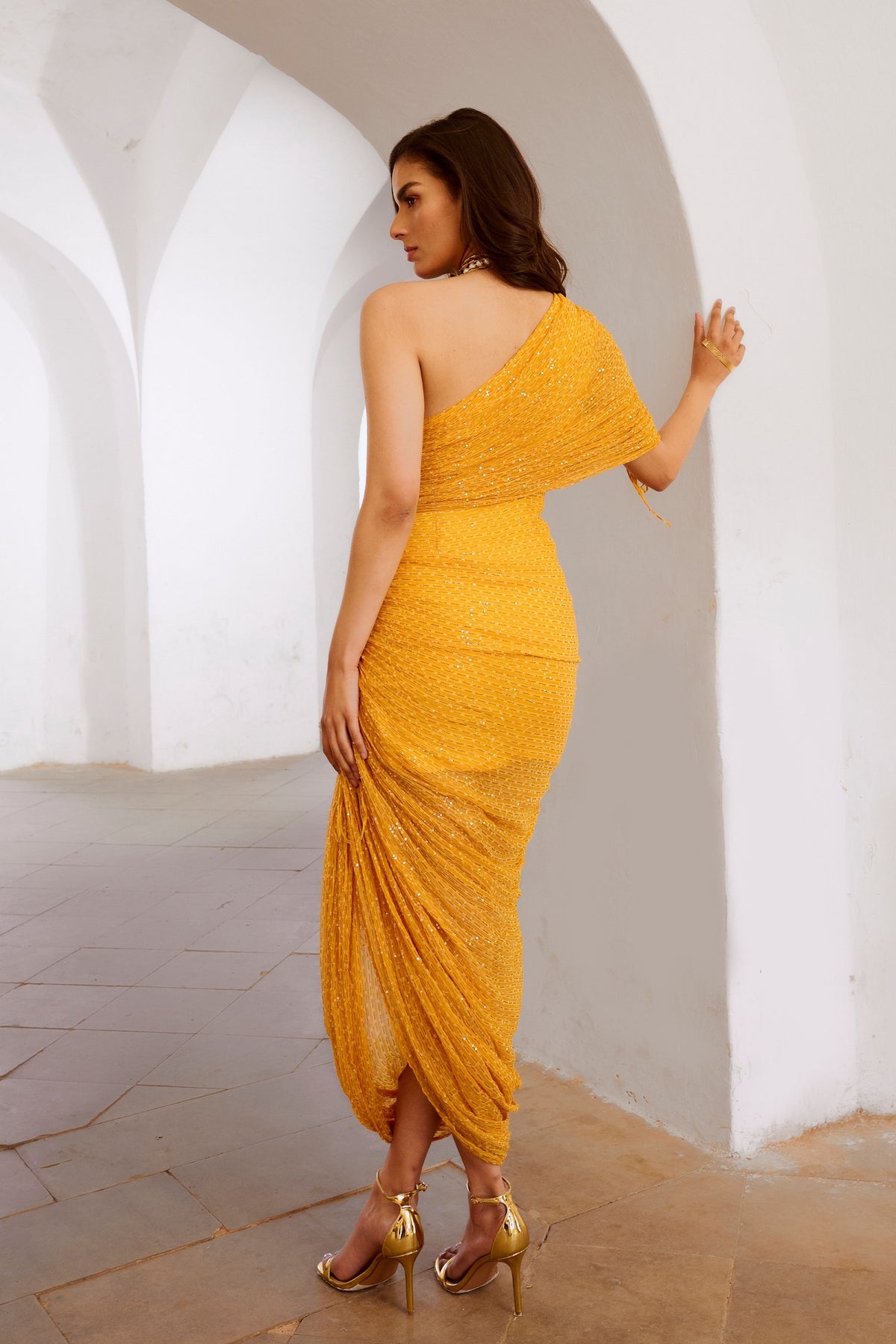 Marigold Jugnu Sequin Draw String Dress