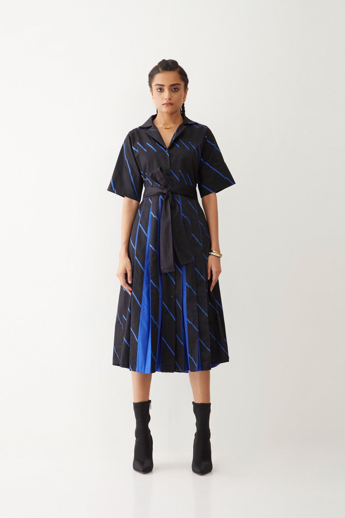 Monaco Dress With Bias Print