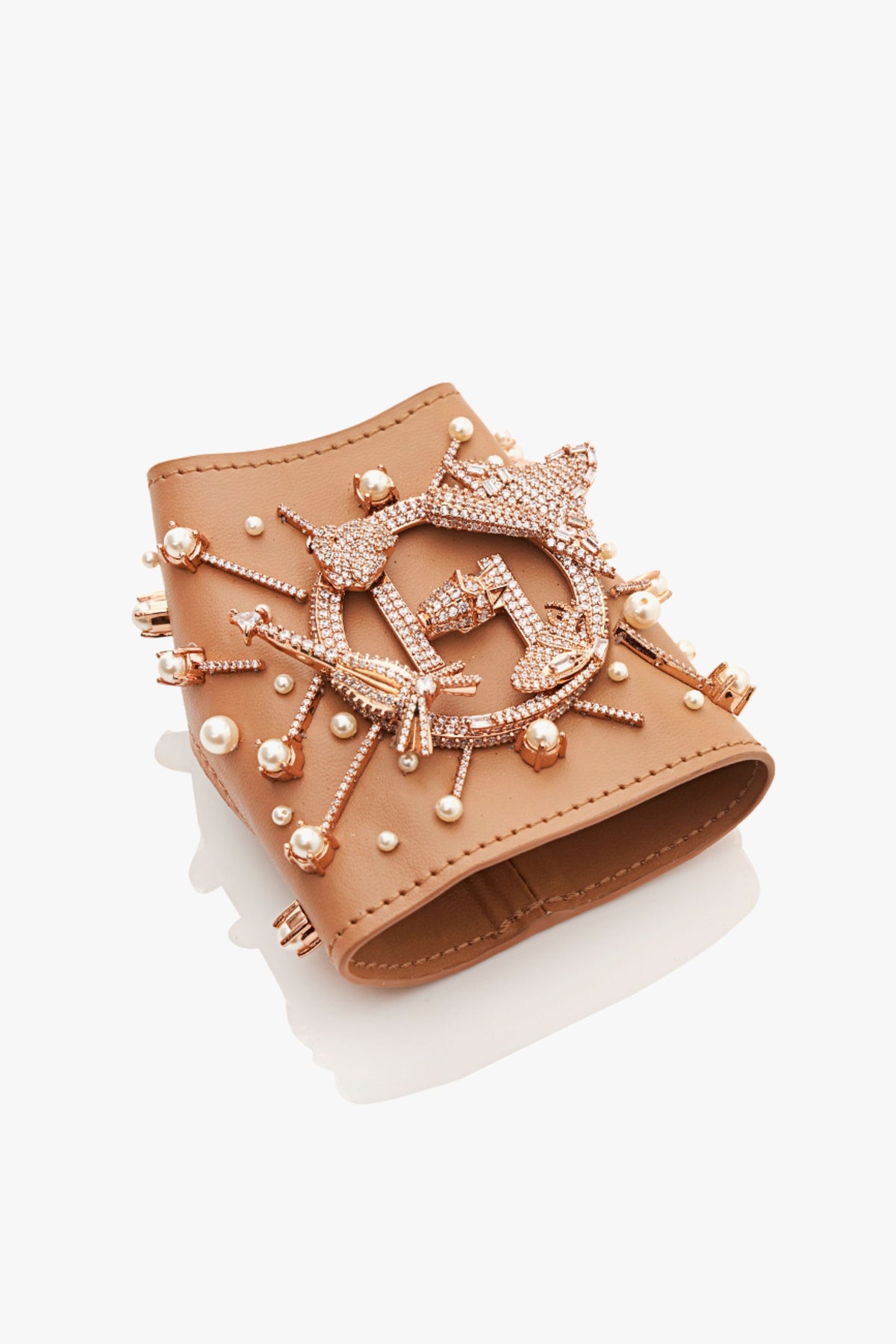 OH V Jewelled Glovelettes in Beige