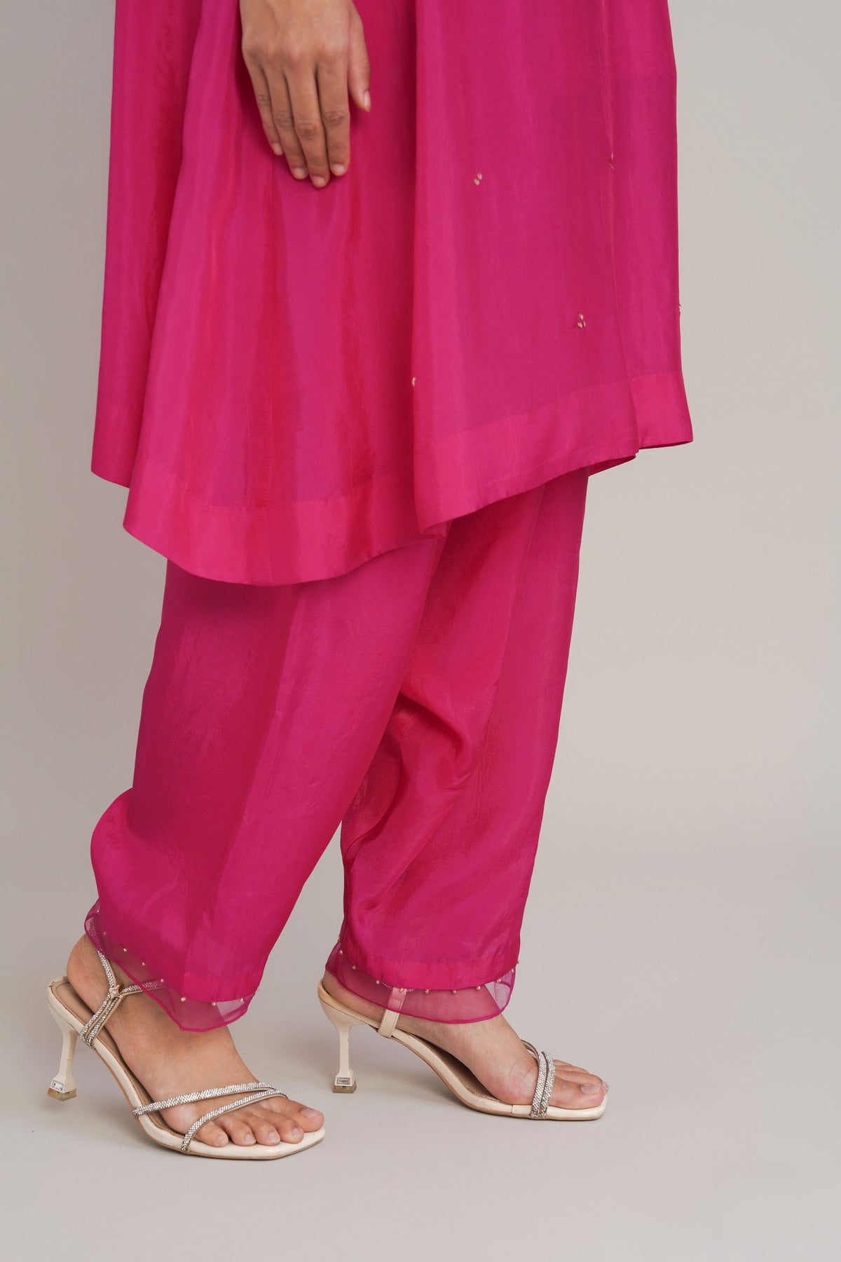 Hot Pink Floral Embellished Sharara Set